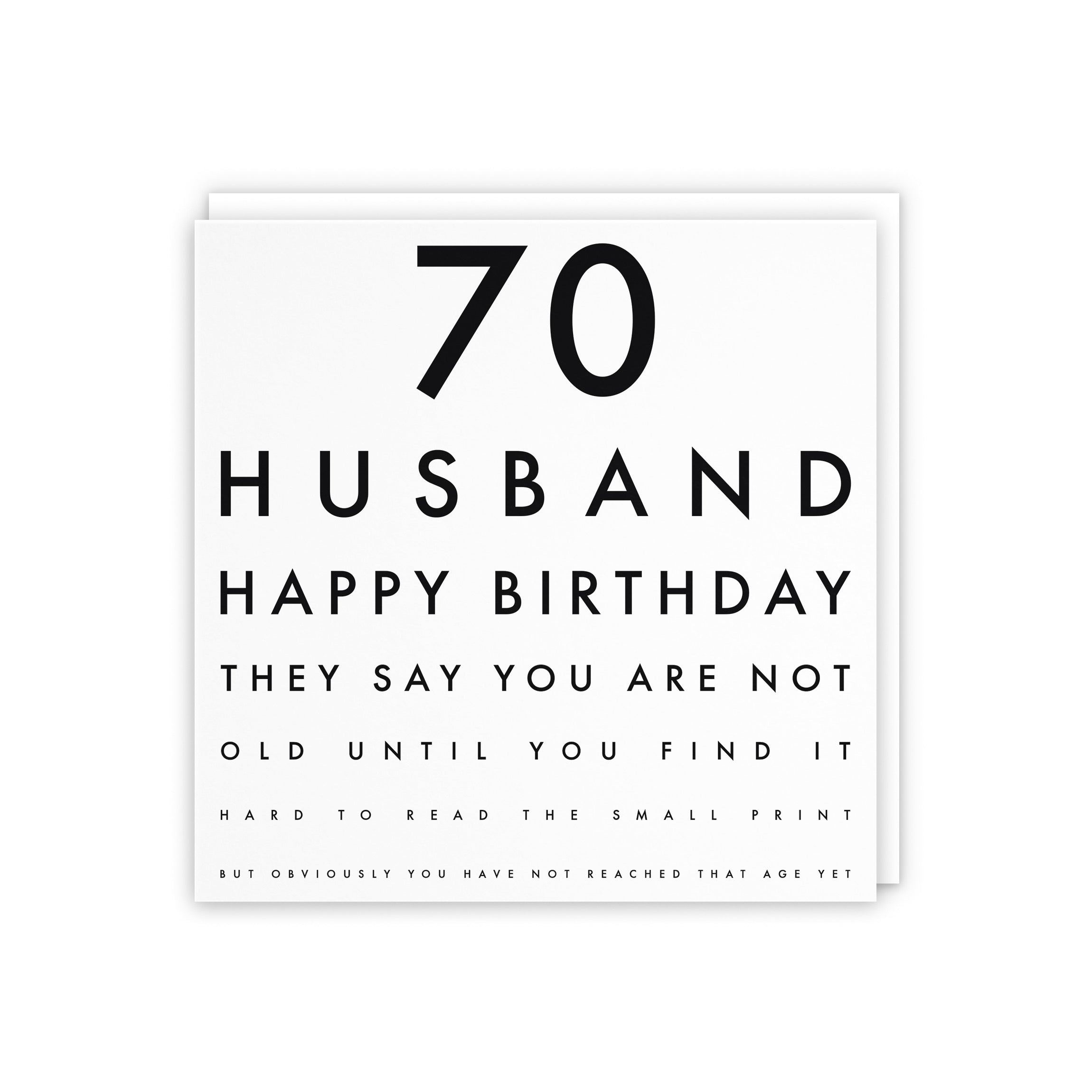 70th Husband Eye Sight Joke Birthday Card Letters - Default Title (5056408118446)