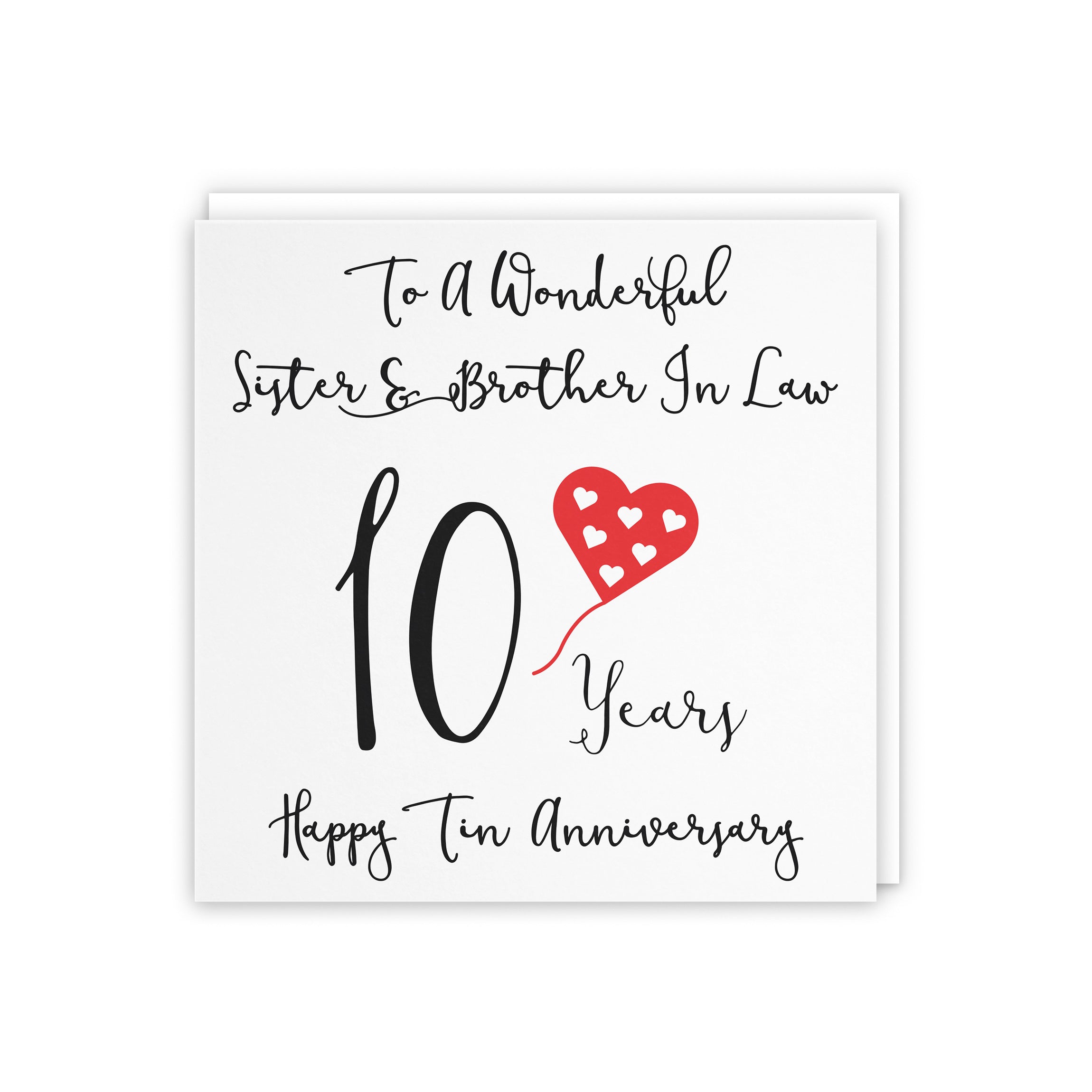 10th Sister And Brother In Law Anniversary Card Love Heart - Default Title (5056408121927)