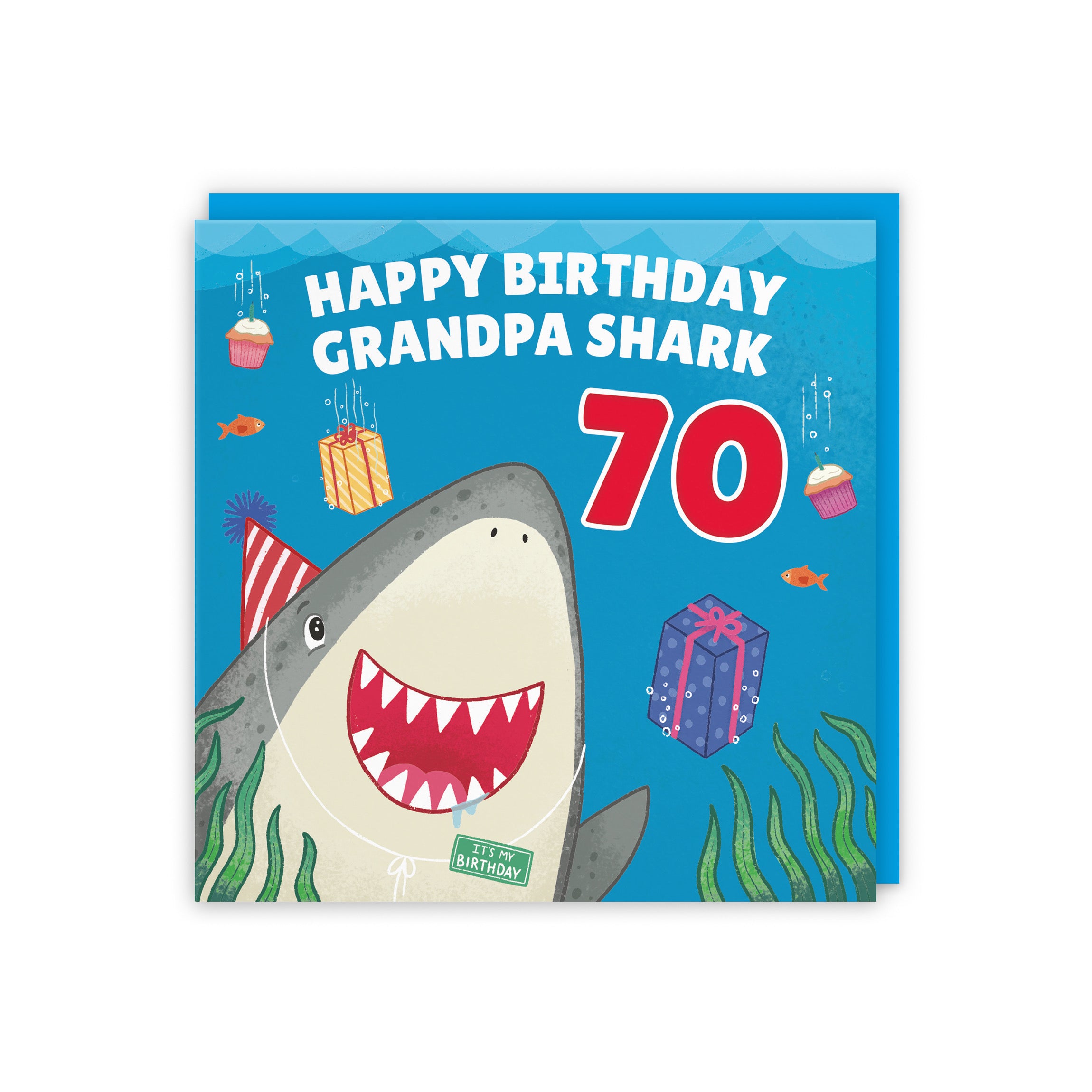 70th Grandpa Cute Shark Birthday Card Ocean - Default Title (5056408143103)