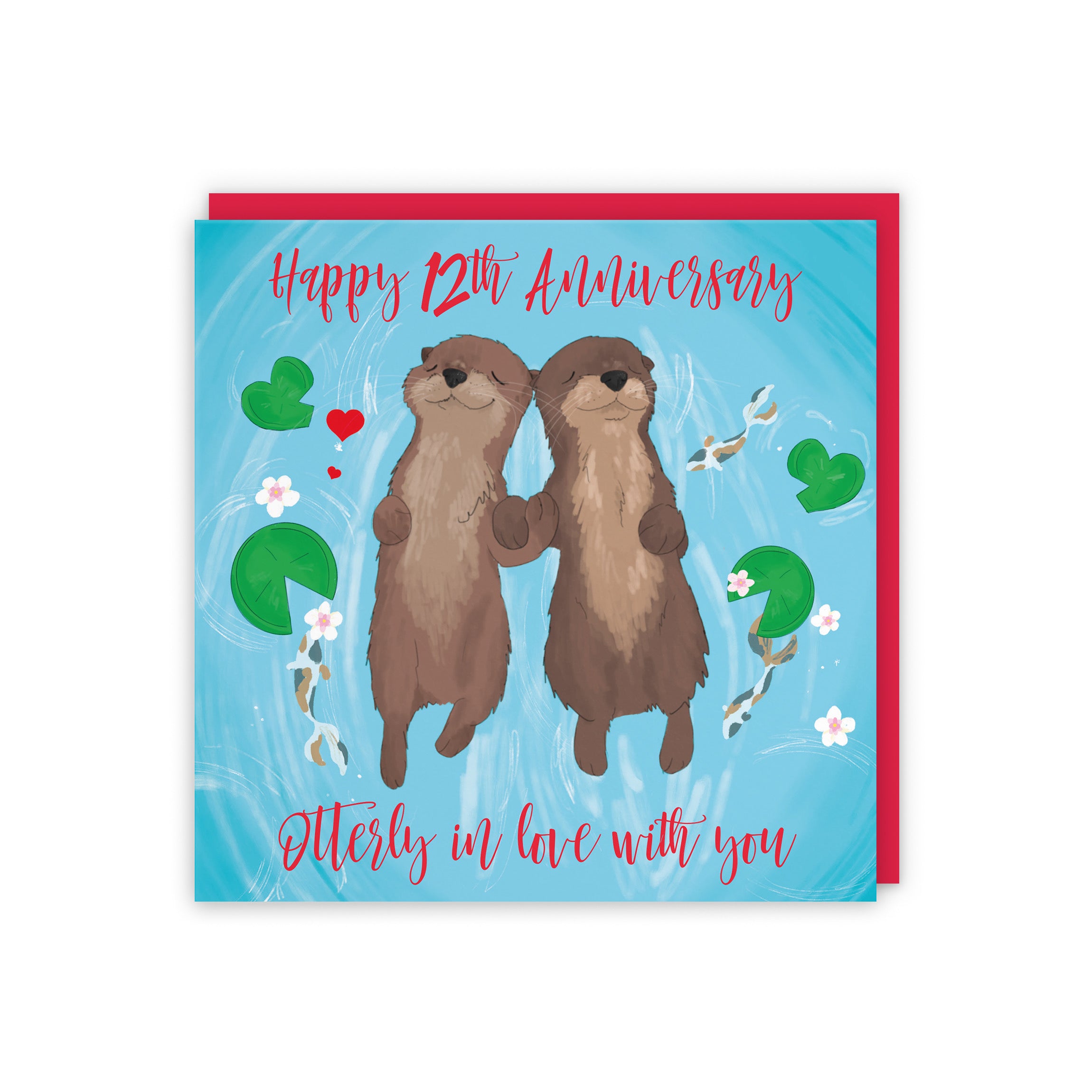 12th Otters Anniversary Card Cute Animals - Default Title (5056408150170)