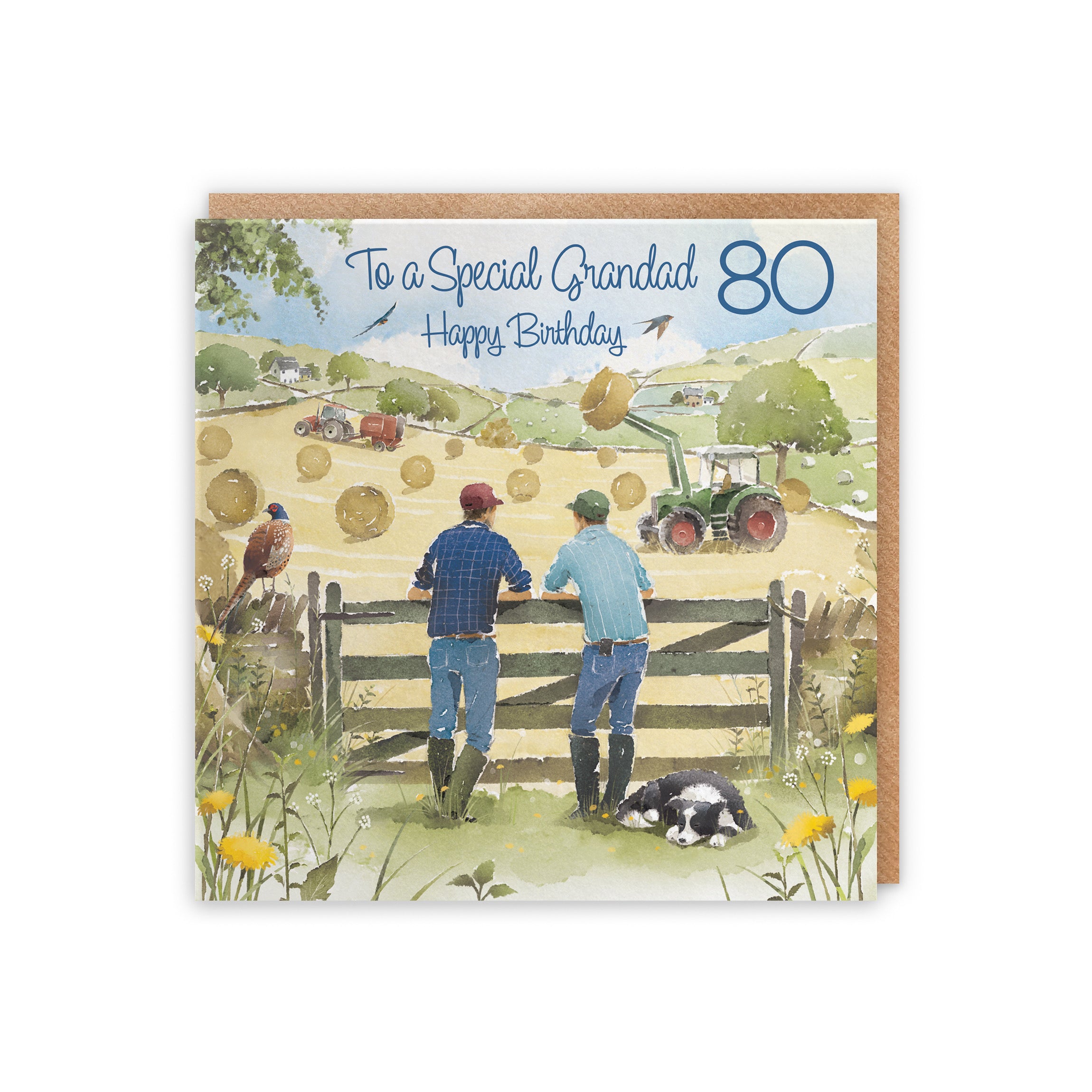 80th Grandad Birthday Card Haymaking Milo's Gallery - Default Title (5056408173513)