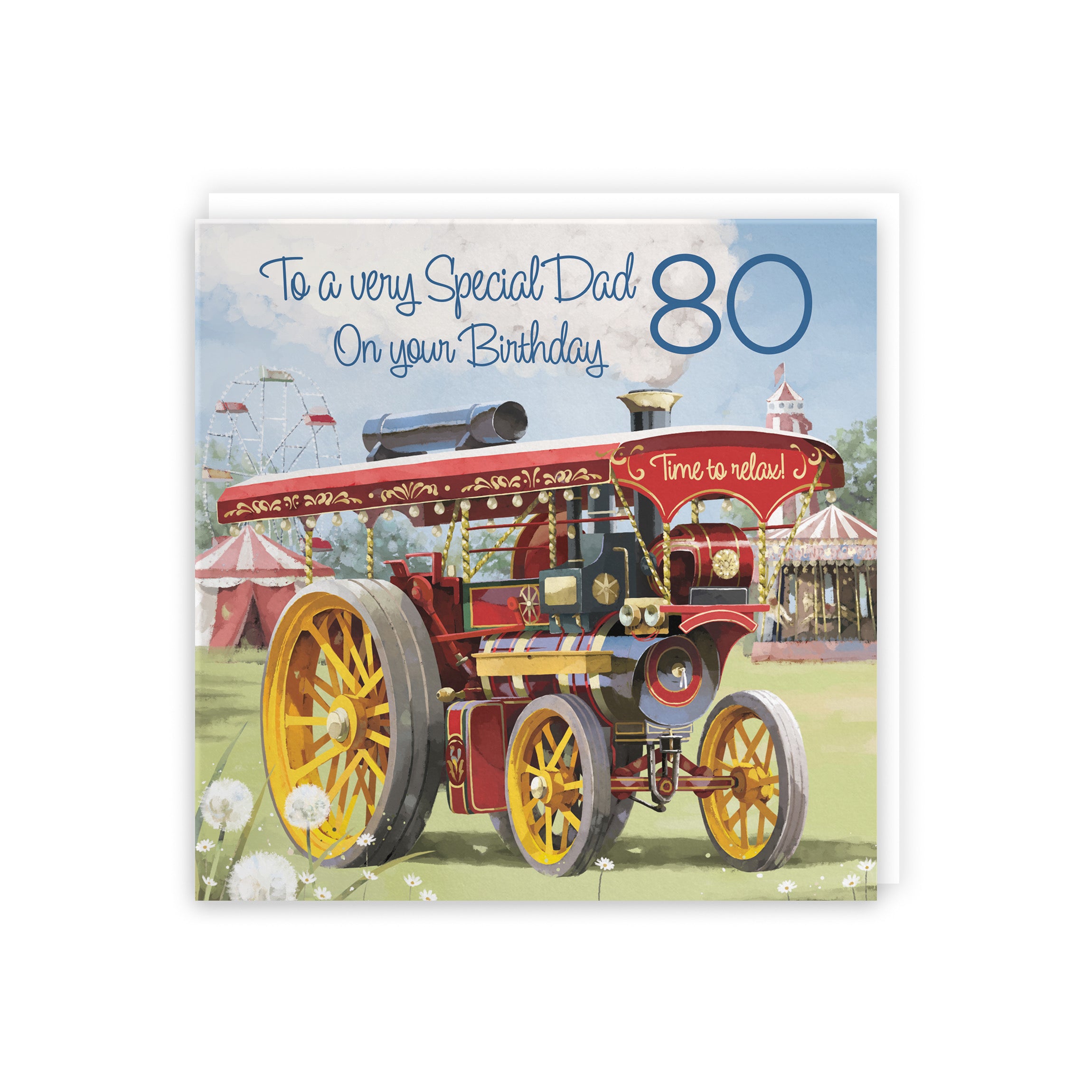 80th Dad Traction Engine Birthday Card Steam Tractor Milo's Gallery - Default Title (5056408176156)