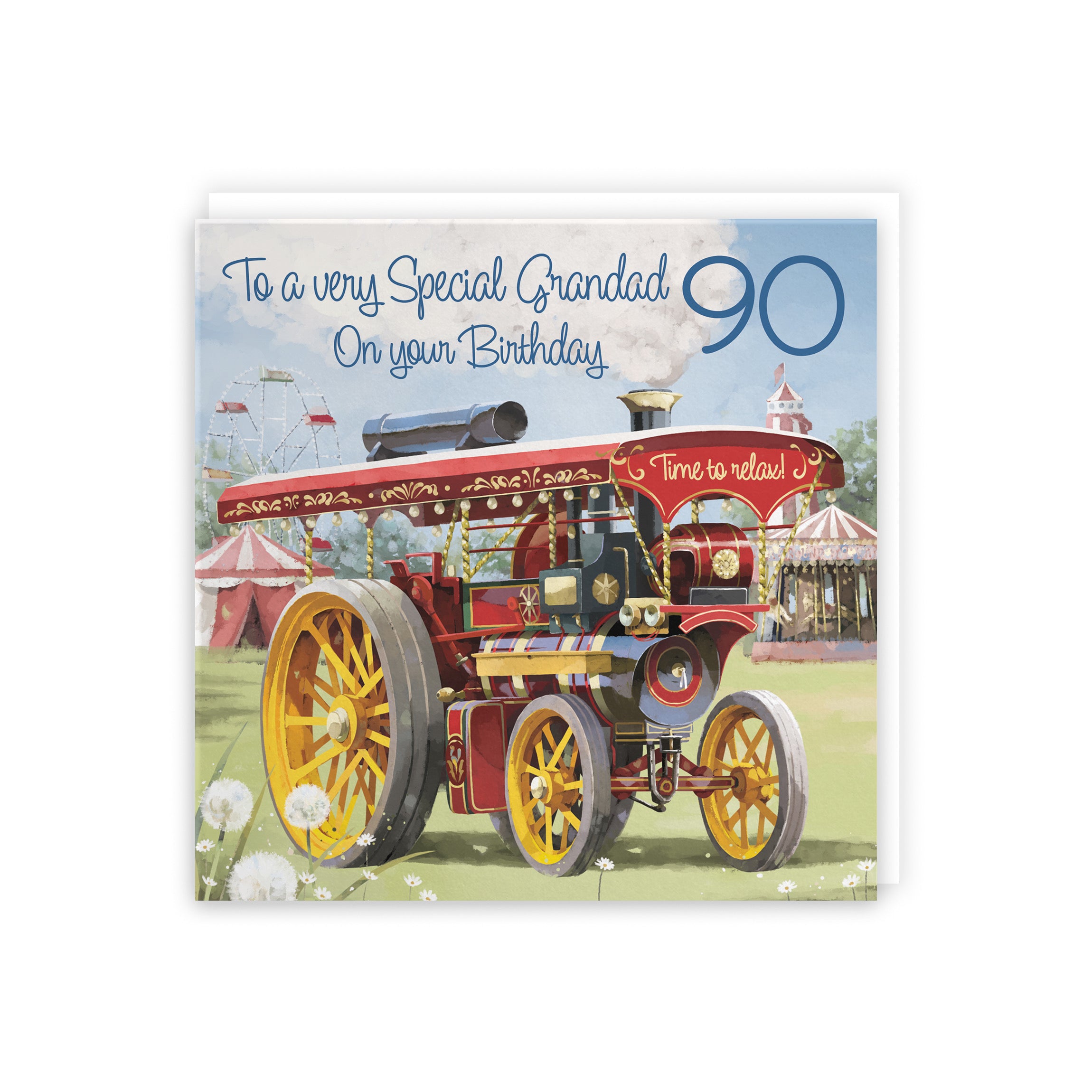 90th Grandad Traction Engine Birthday Card Steam Tractor Milo's Gallery - Default Title (5056408176309)