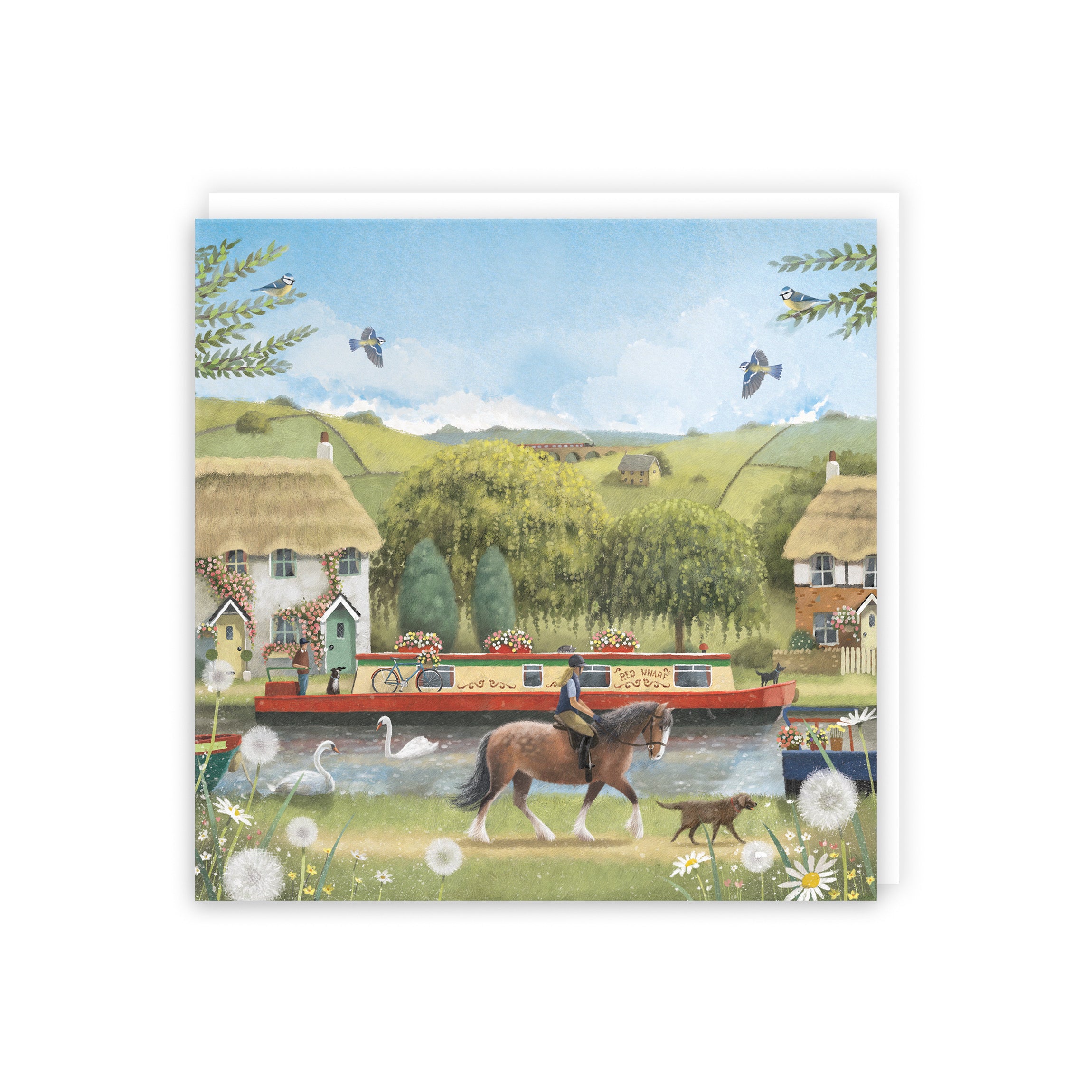 Blank Any Occasion Card Canal Narrowboat Horse Riding Milo's Gallery - Default Title (5056408176620)