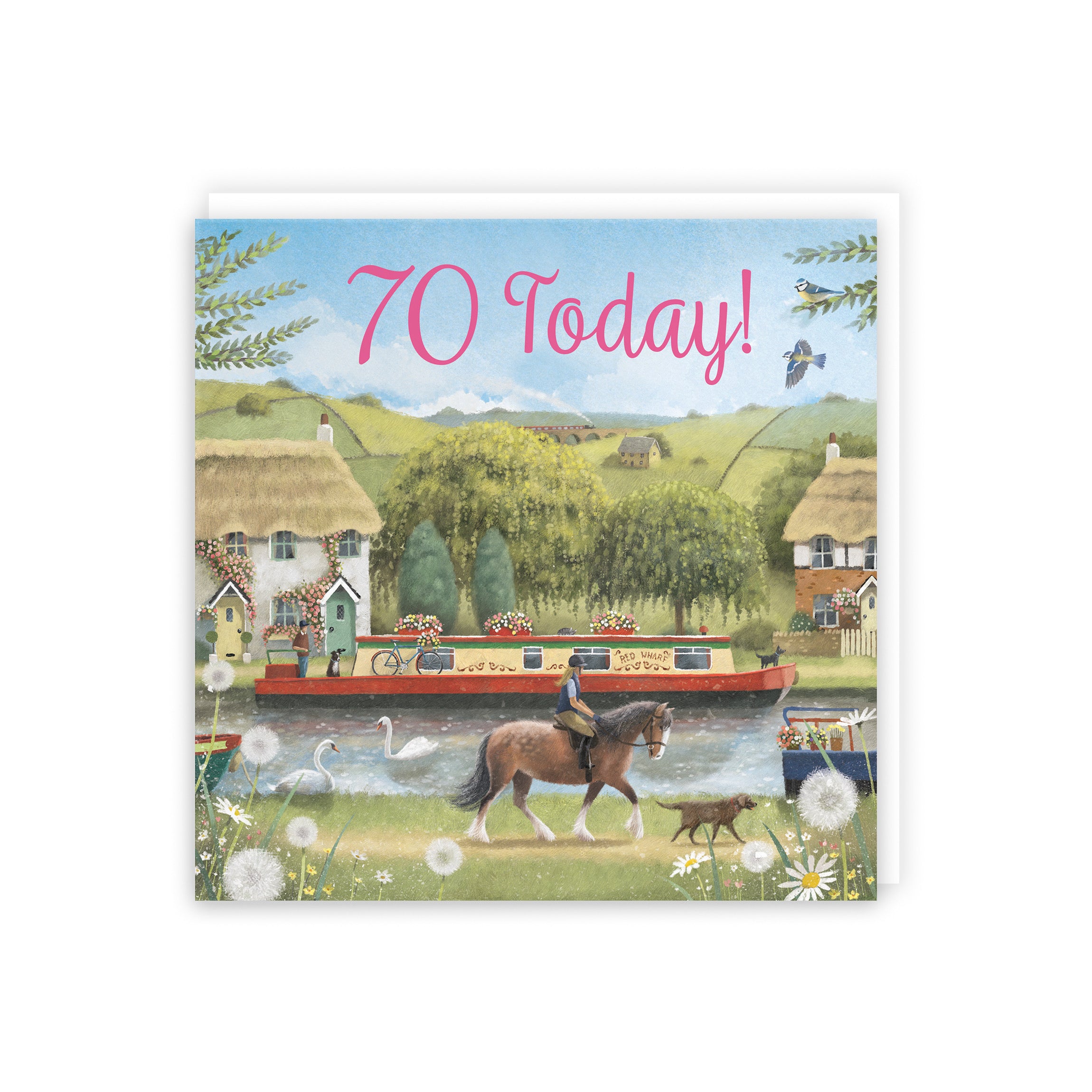 70th Horse Riding Female Birthday Card Canal Narrowboat Milo's Gallery - Default Title (5056408176880)
