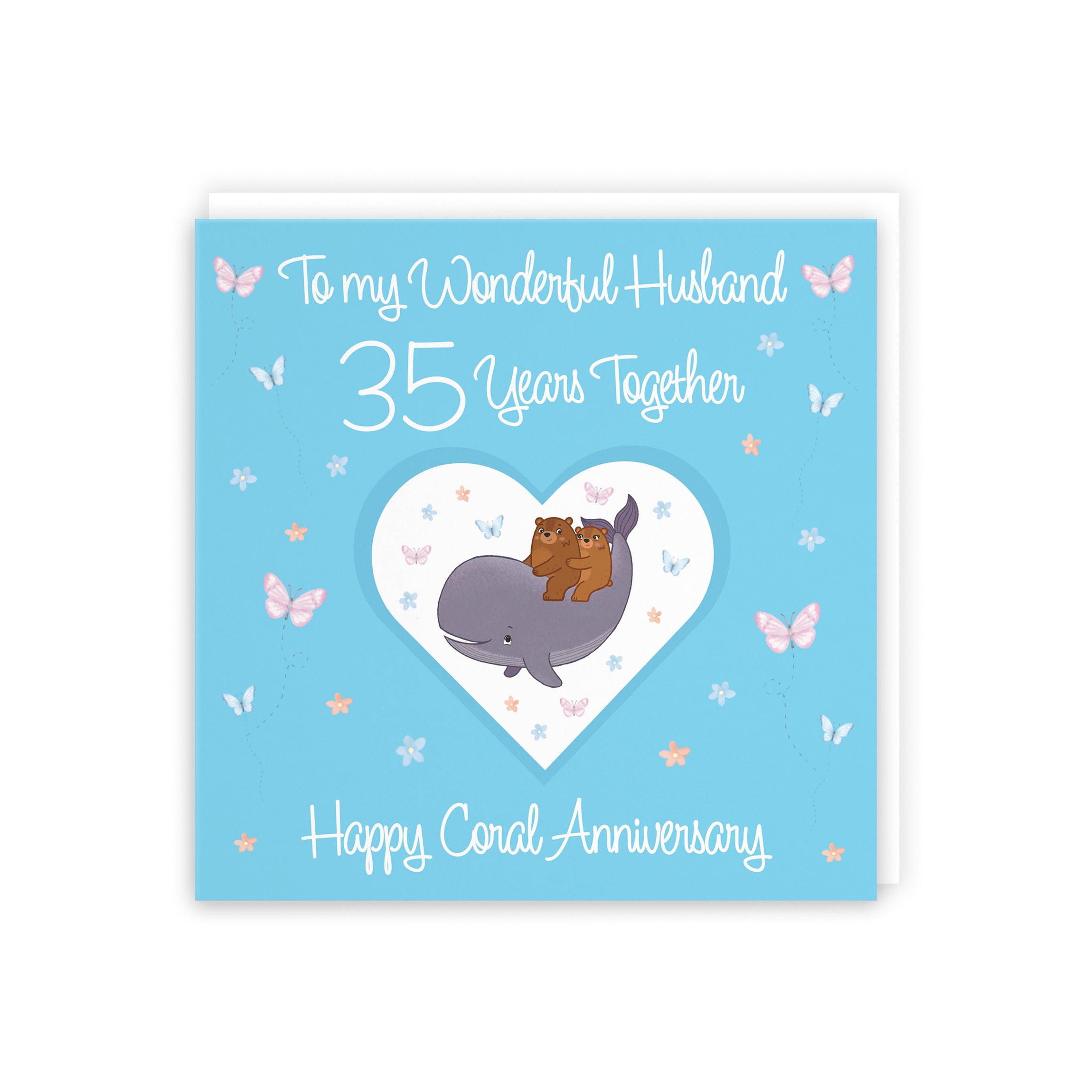 35th Husband Anniversary Card Coral Romantic Meadows - Default Title (5056408184601)