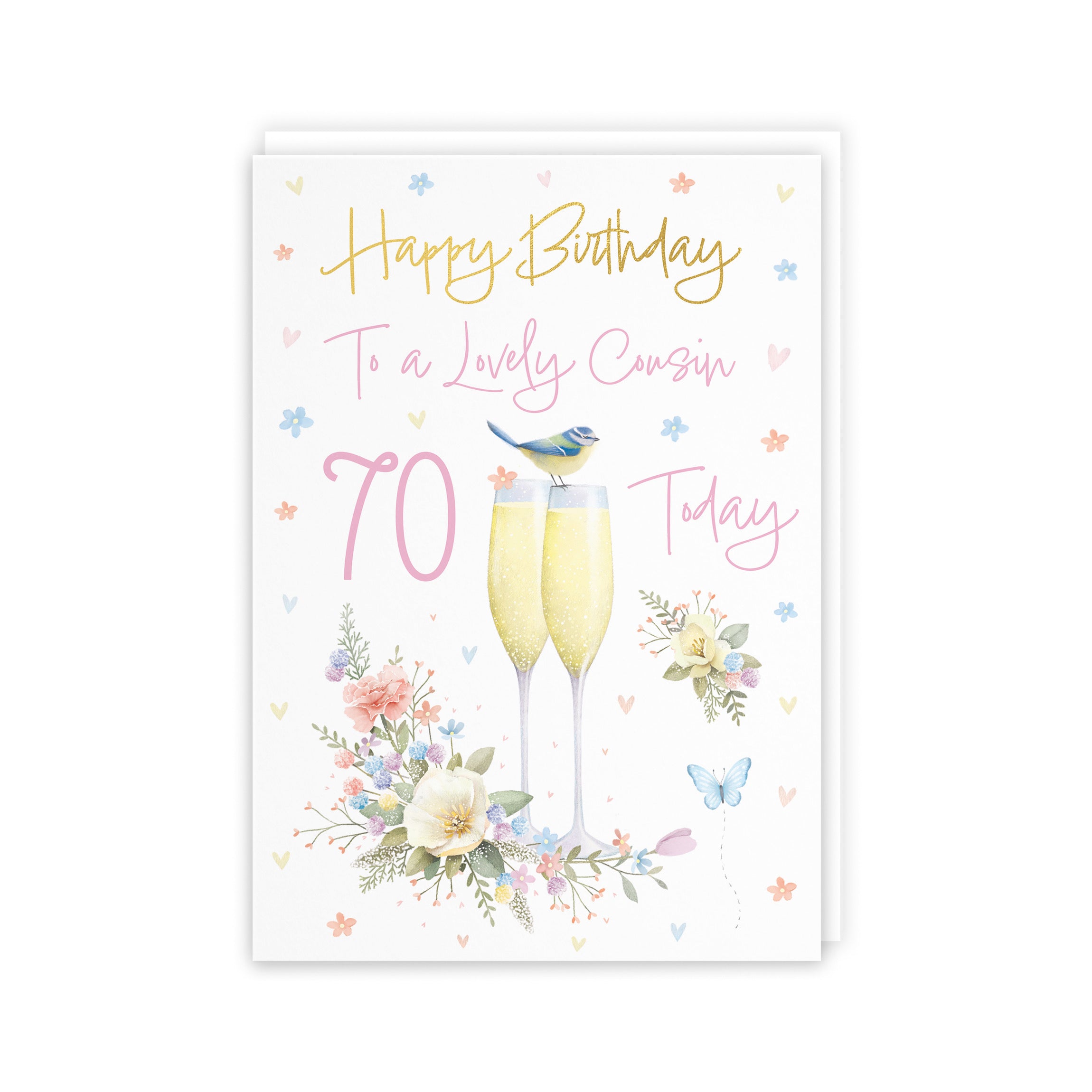 70th Female Cousin Champagne Flutes Gold Foil Birthday Card Milo's Gallery - Default Title (5063396035365)