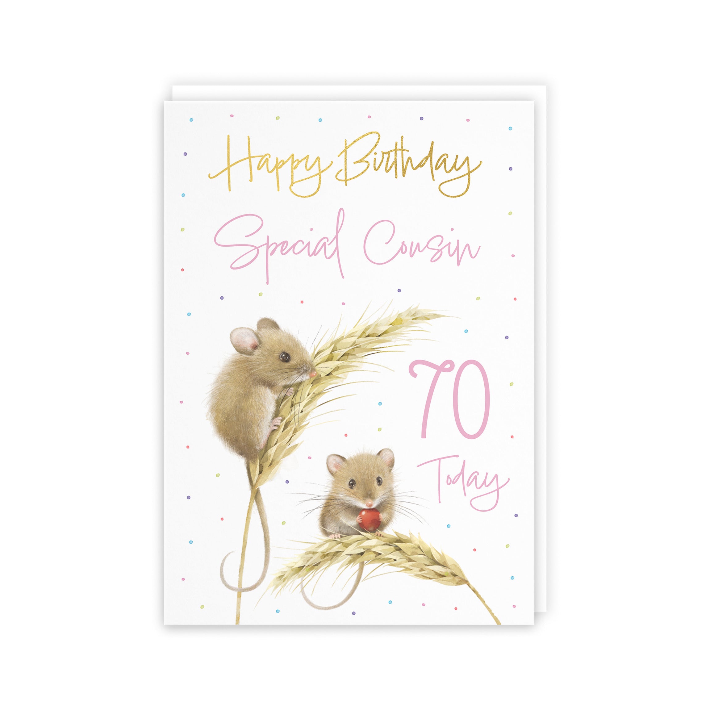 70th Female Cousin Gold Foil Birthday Card Harvest Mice Milo's Gallery - Default Title (5063396120511)