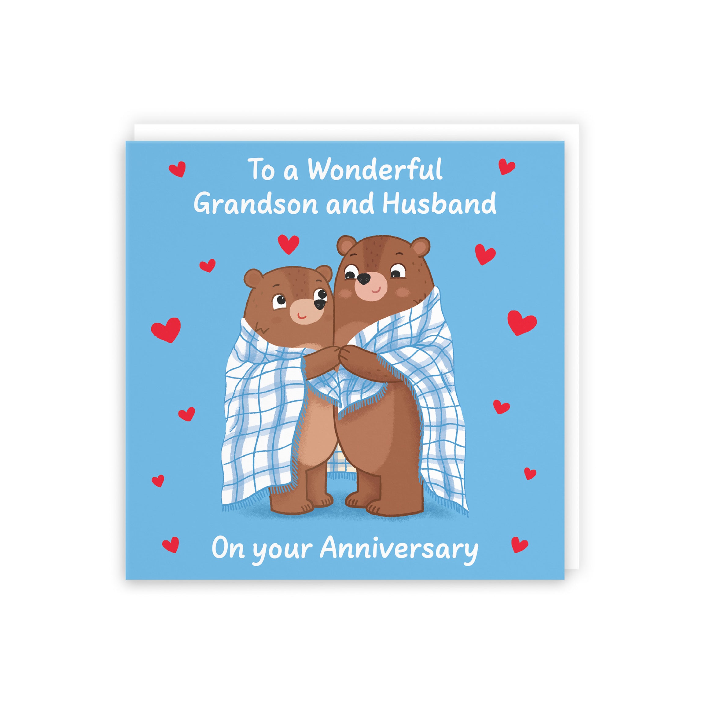 Grandson And Husband Anniversary Card Snuggly Bears Love Story - Default Title (5063396129392)