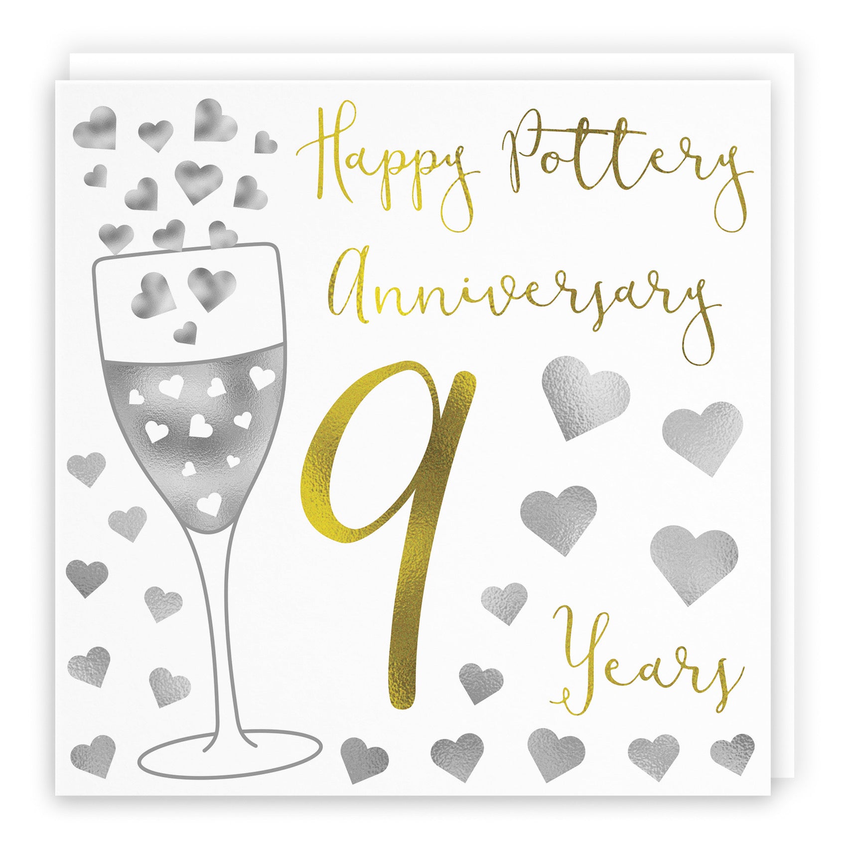 9th Anniversary Card Silver Hearts - Default Title (B07X8Z16X4)