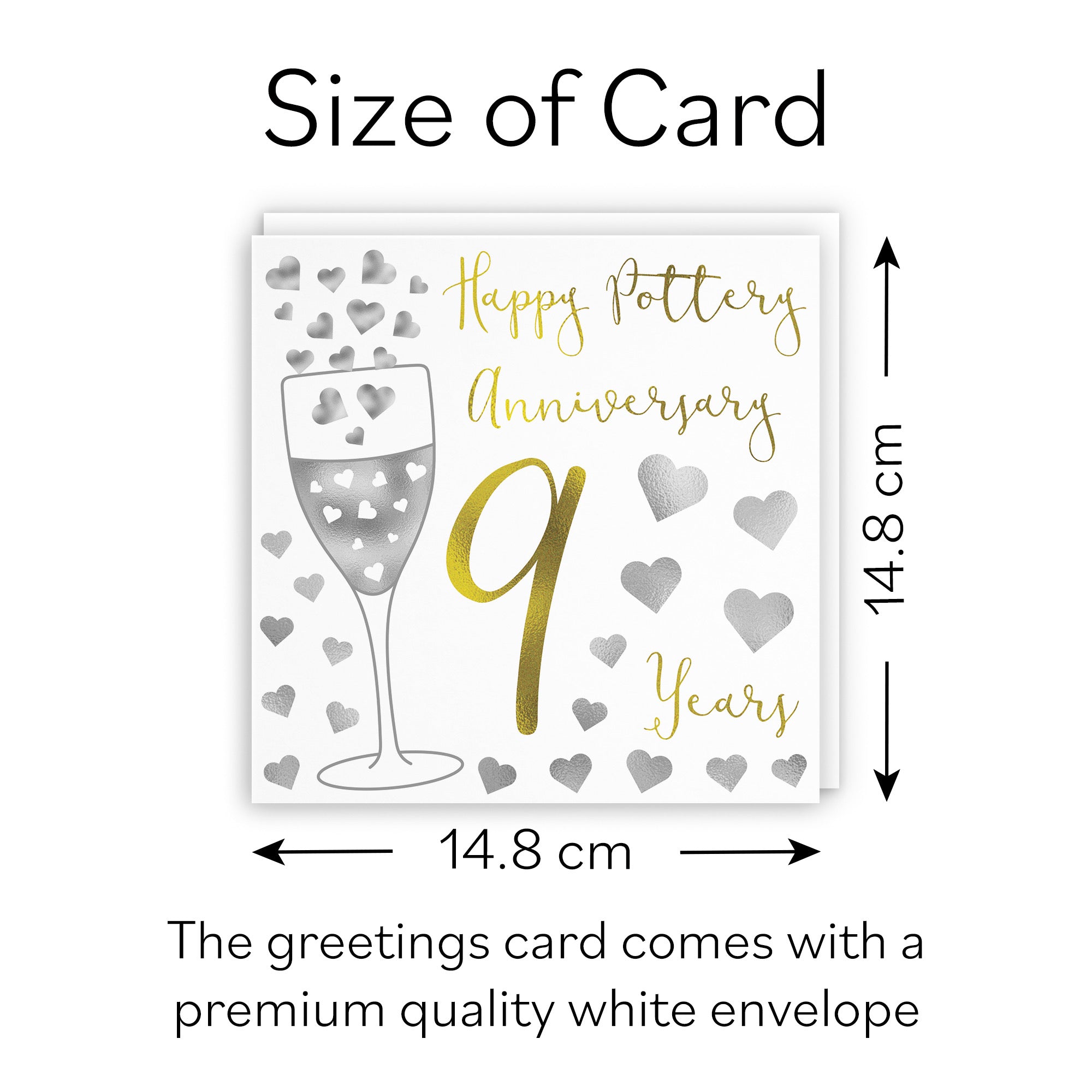 9th Anniversary Card Silver Hearts - Default Title (B07X8Z16X4)