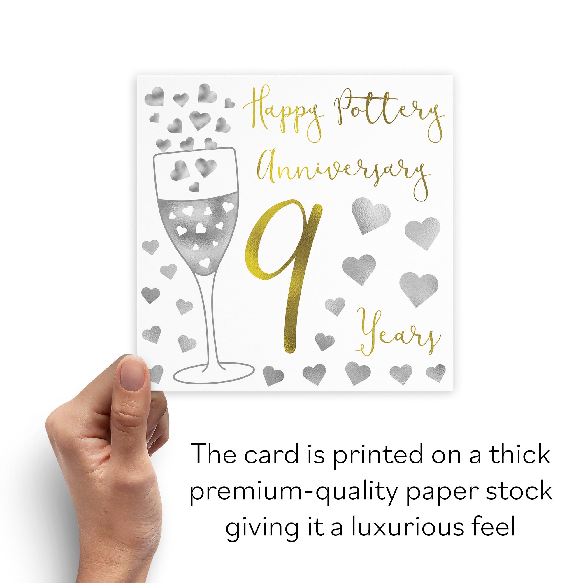 9th Anniversary Card Silver Hearts - Default Title (B07X8Z16X4)