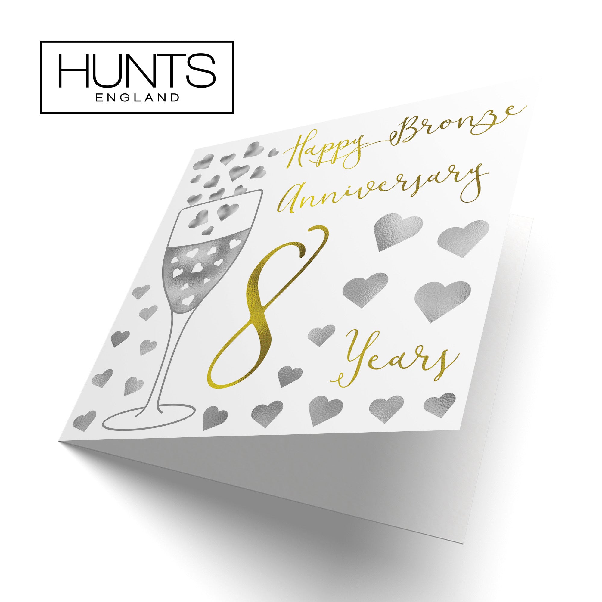 8th Anniversary Card Silver Hearts - Default Title (B07XF92LF8)