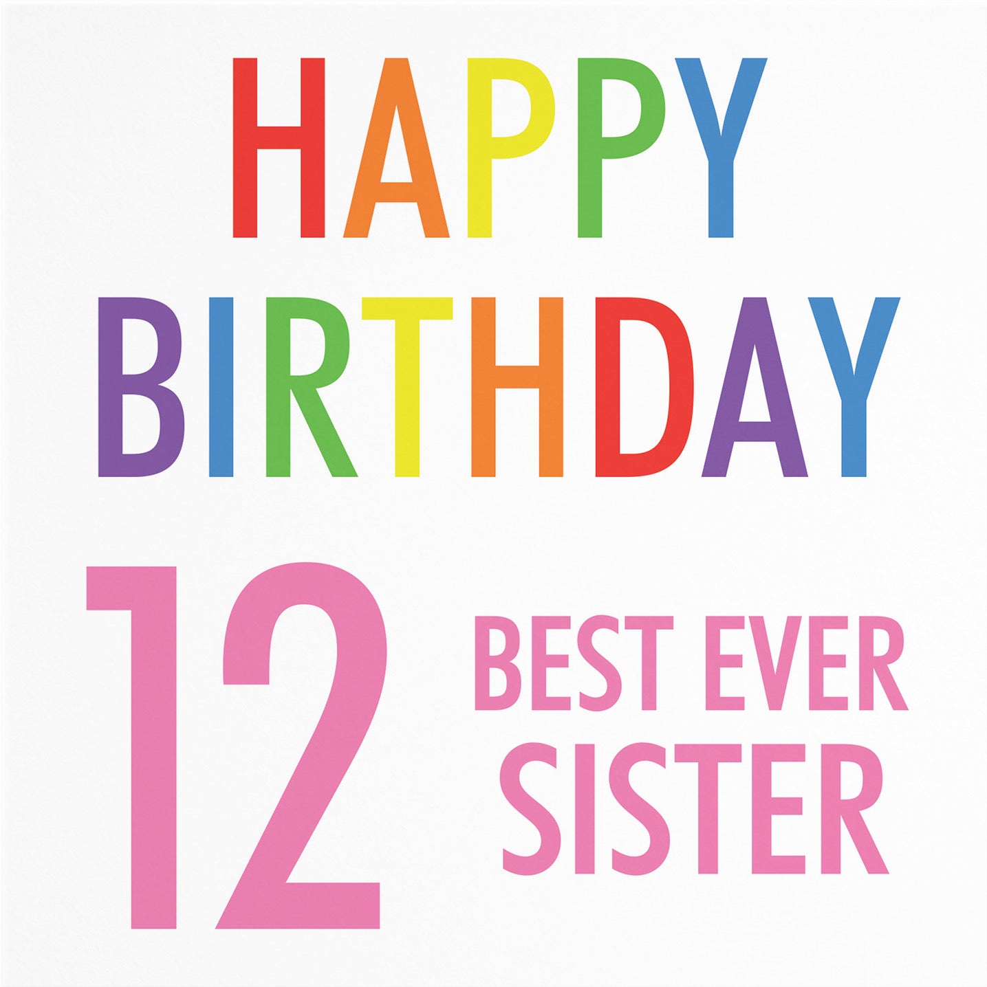 12th Sister Birthday Card Colourful - Default Title (B088BRCZGH)