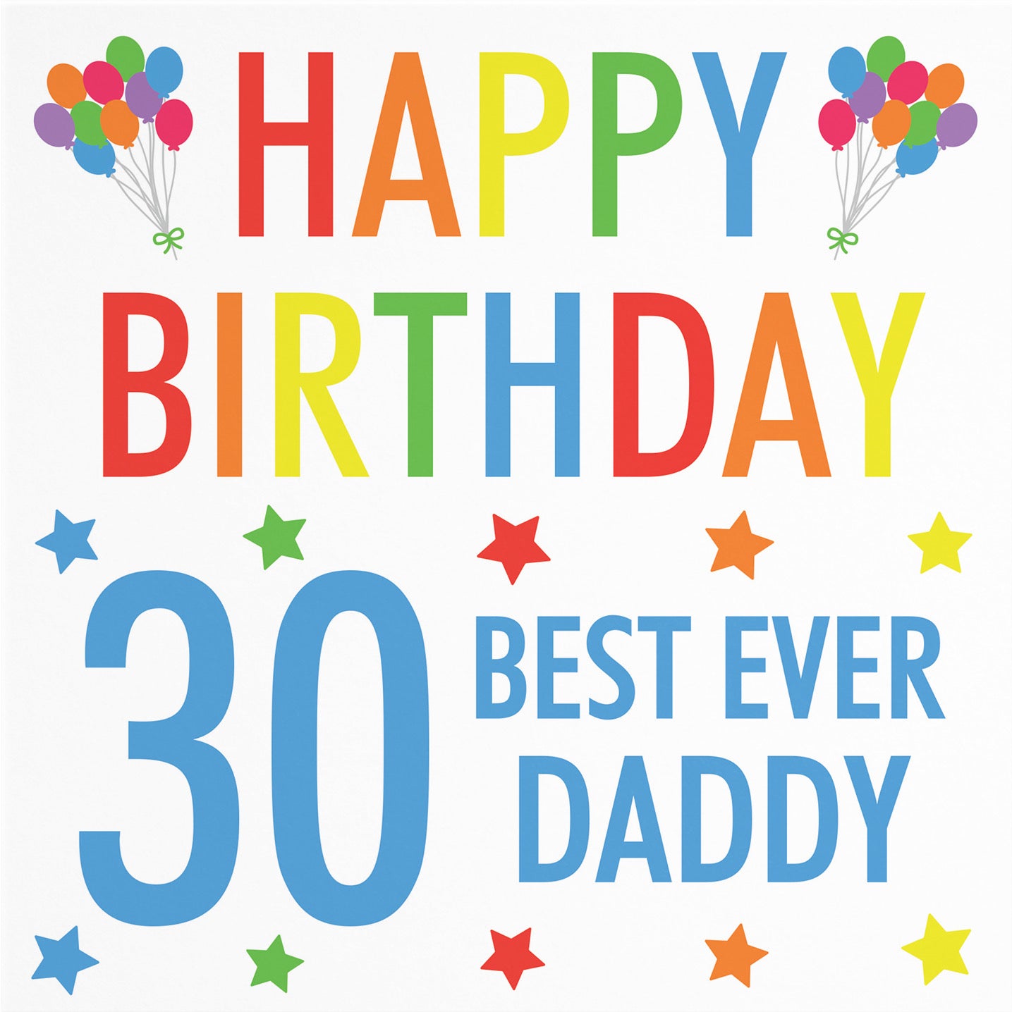 30th Daddy Birthday Card Colourful - Default Title (B088F2JYJZ)