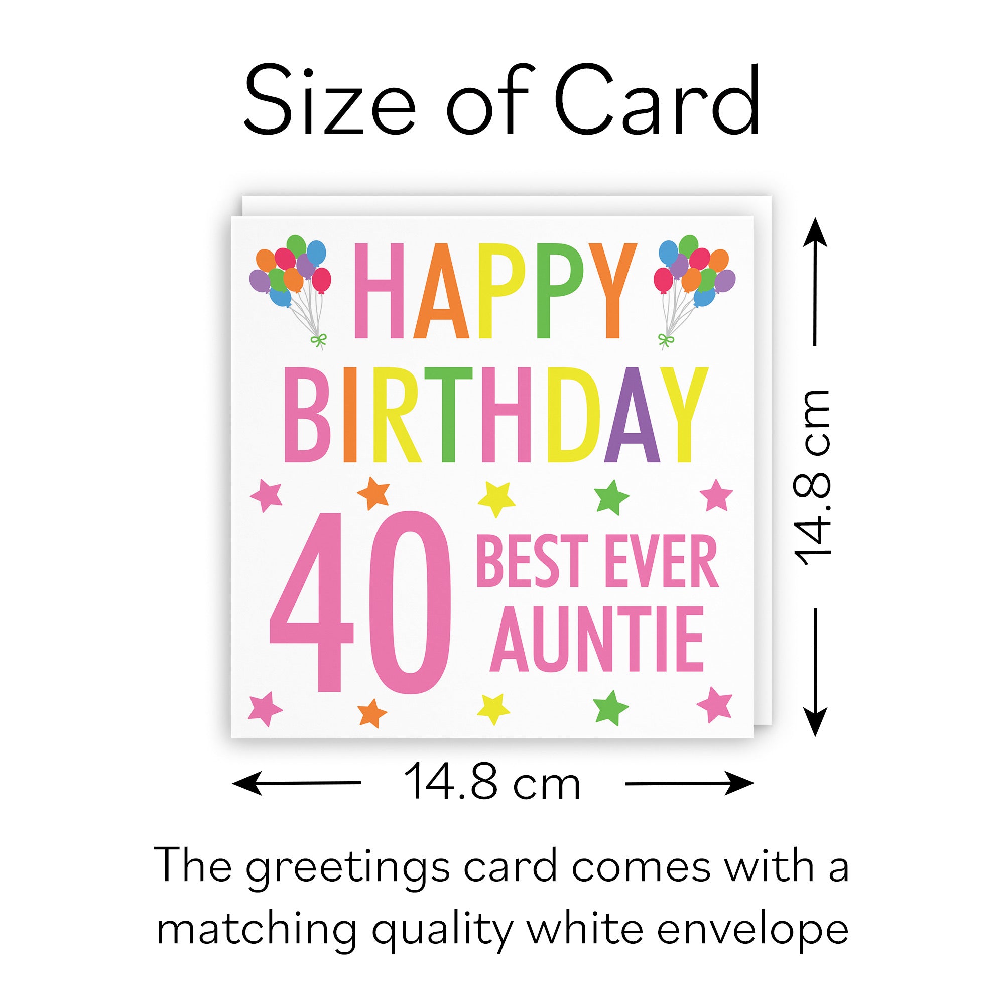 40th Auntie Birthday Card Colourful - Default Title (B088FLXKJL)