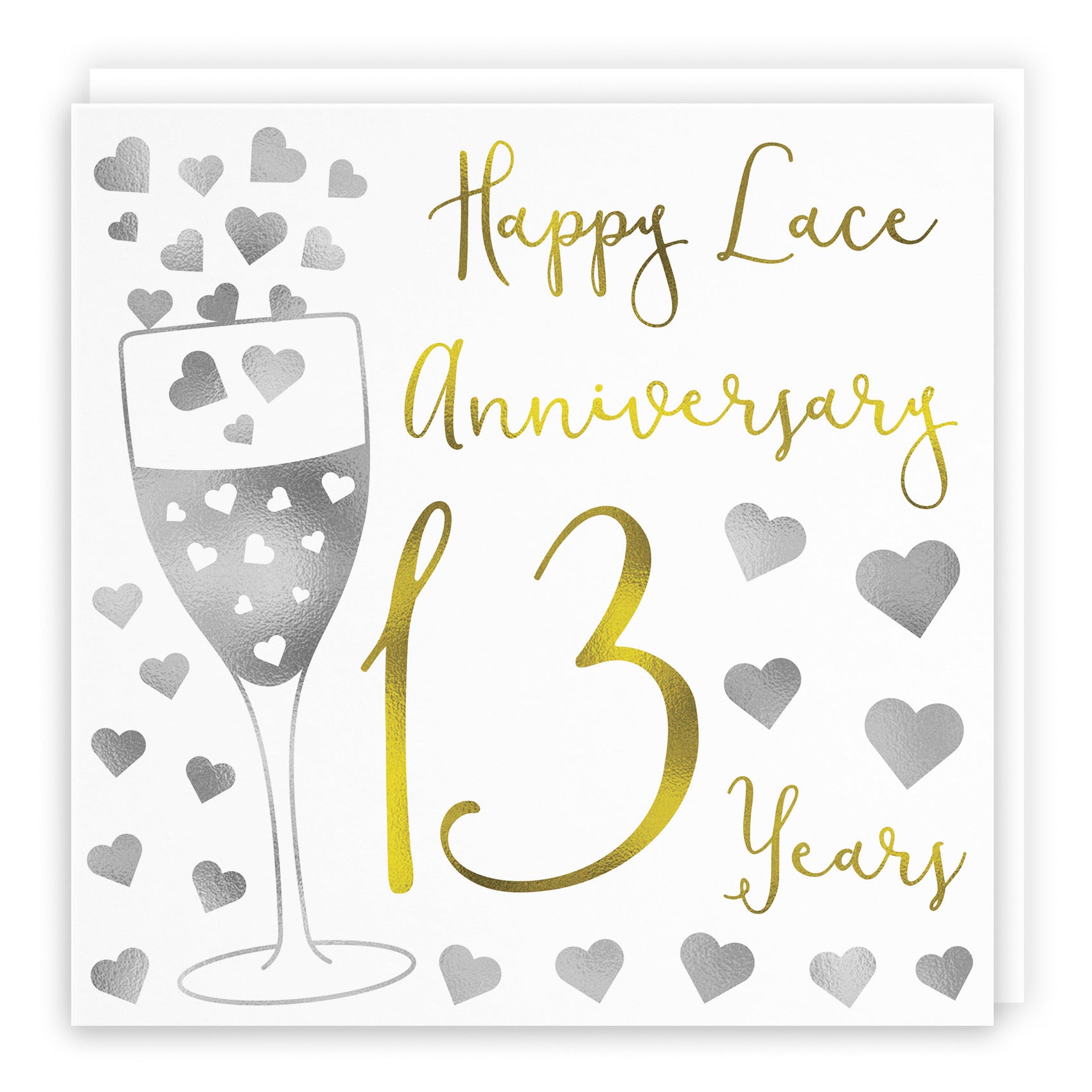 13th Anniversary Card Silver Hearts - Default Title (B08FGK81FC)
