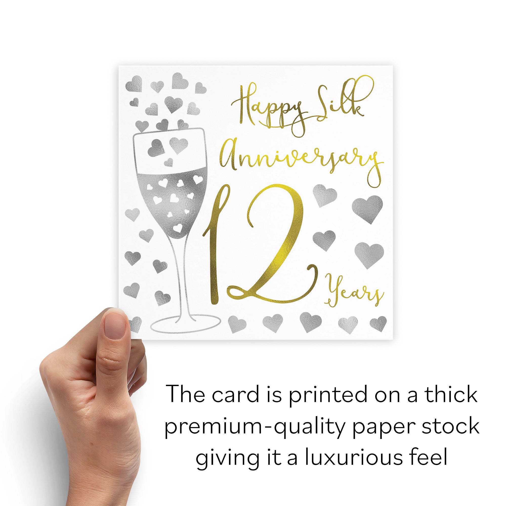 12th Anniversary Card Silver Hearts - Default Title (B08FGMNBJW)
