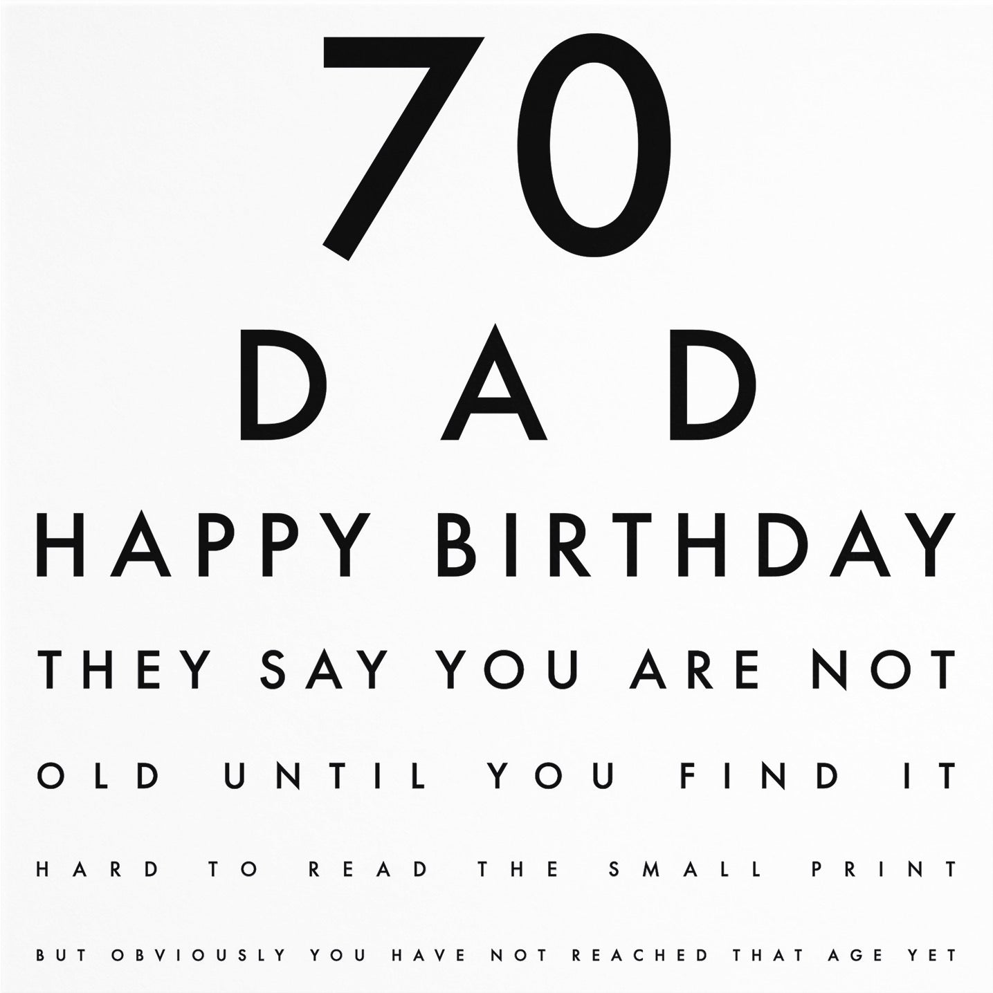 70th Dad Eye Sight Joke Birthday Card Letters - Default Title (B08GZP6WPX)