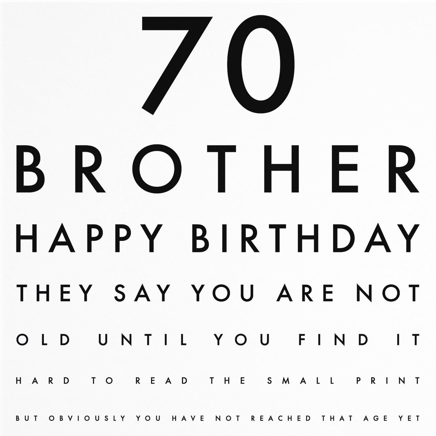 70th Brother Eye Sight Joke Birthday Card Letters - Default Title (B08GZZWPDP)