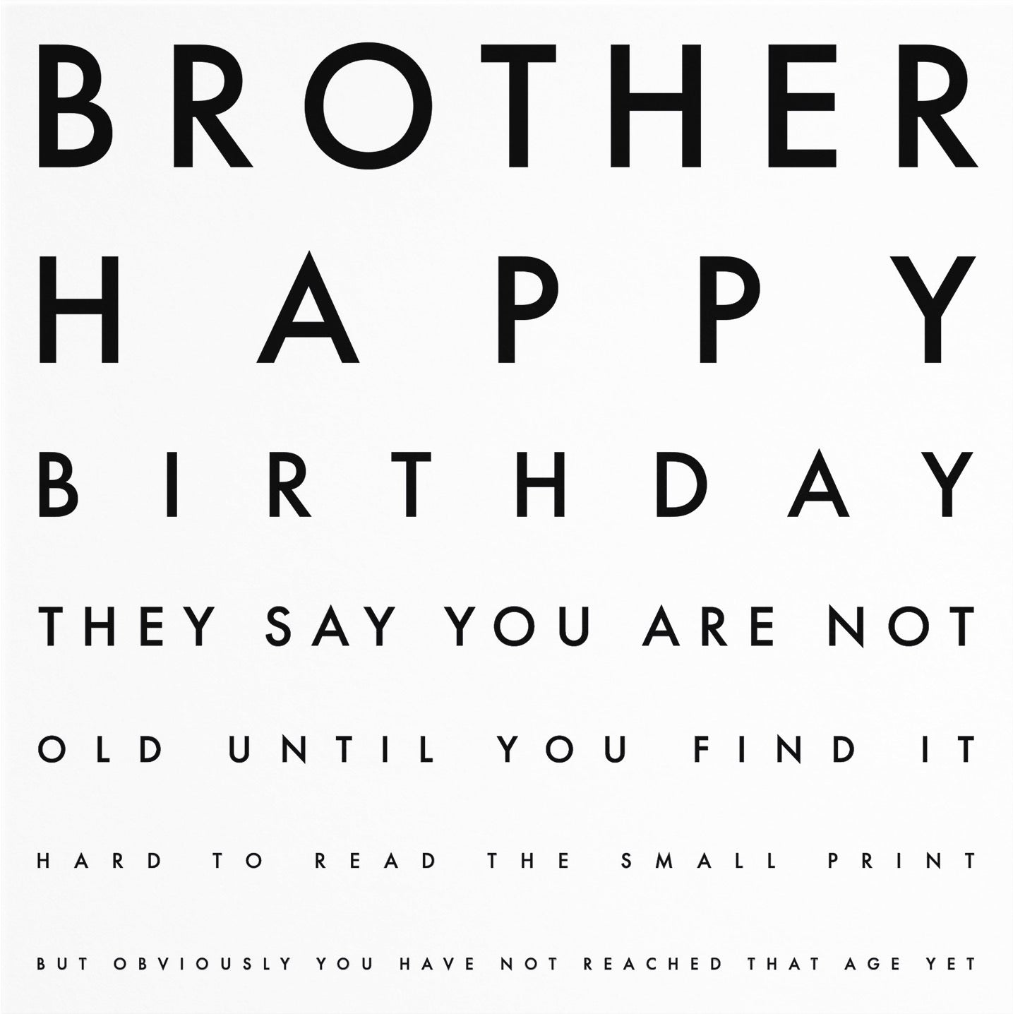 Brother Humorous Eye Sight Joke Birthday Card Letters - Default Title (B08H13DGDW)