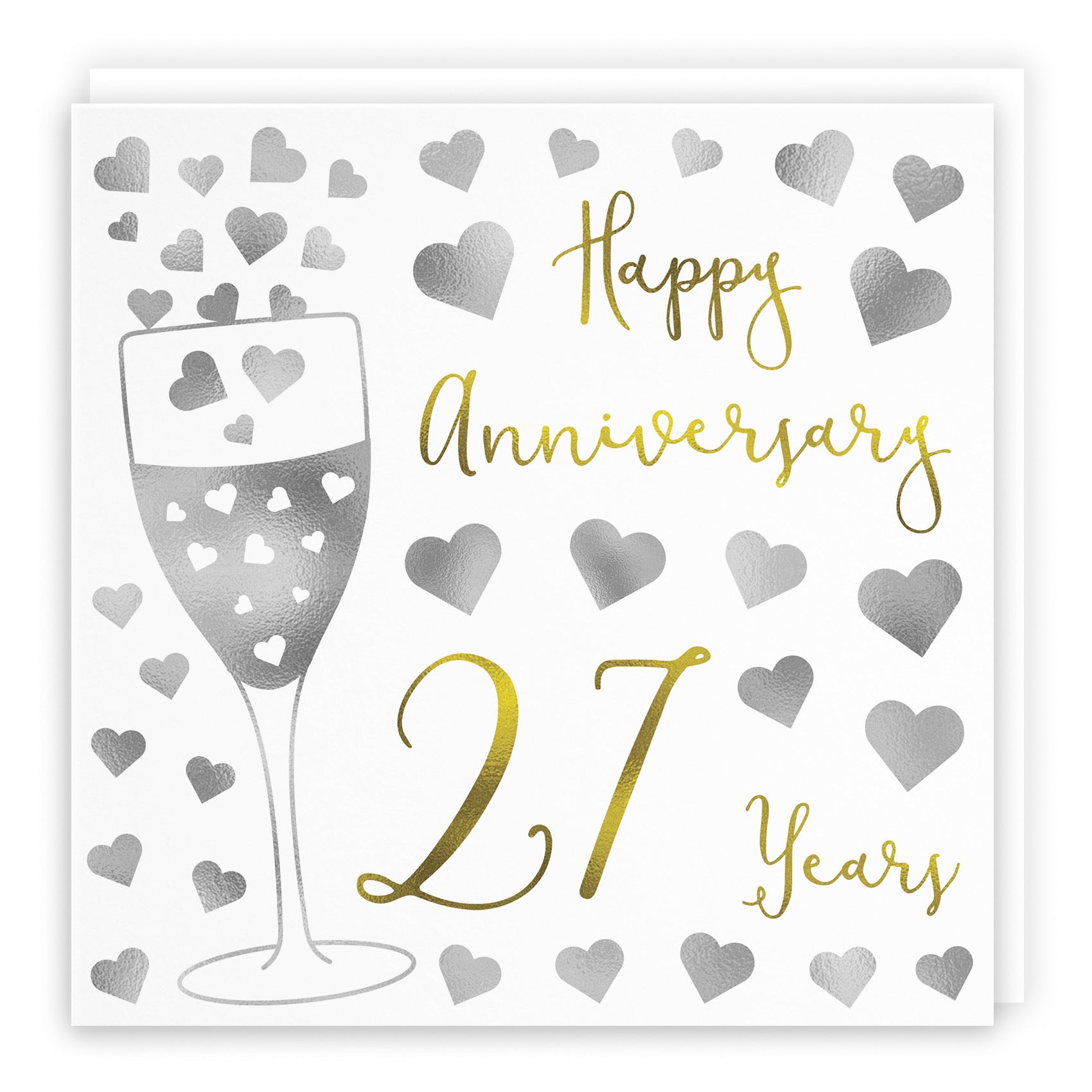 27th Anniversary Card Silver Hearts - Default Title (B08K7PKCNH)