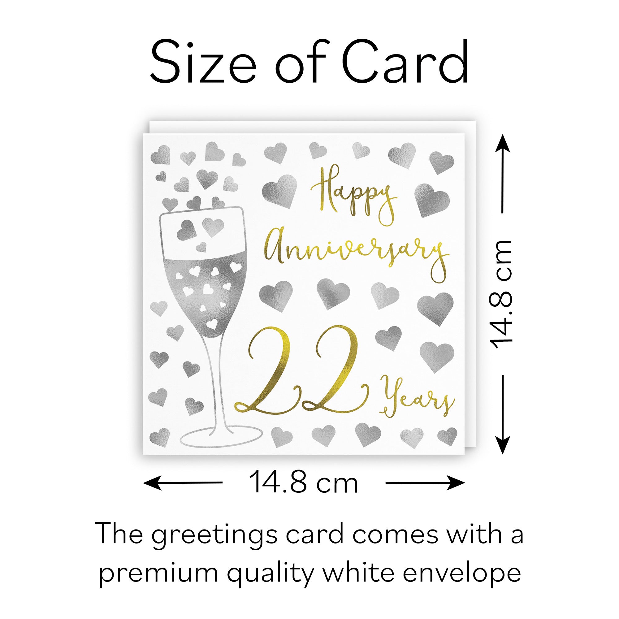 22nd Anniversary Card Silver Hearts - Default Title (B08K857WX6)