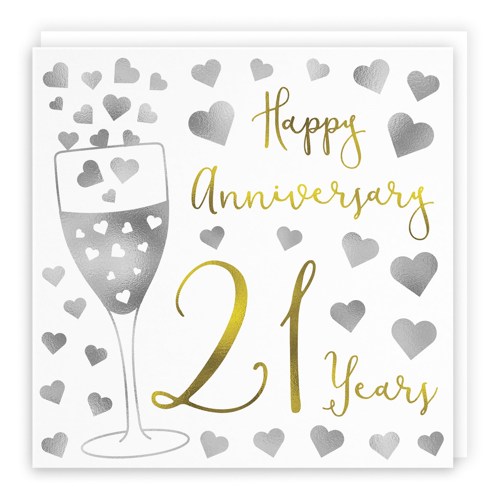 21st Anniversary Card Silver Hearts - Default Title (B08K86B6FV)
