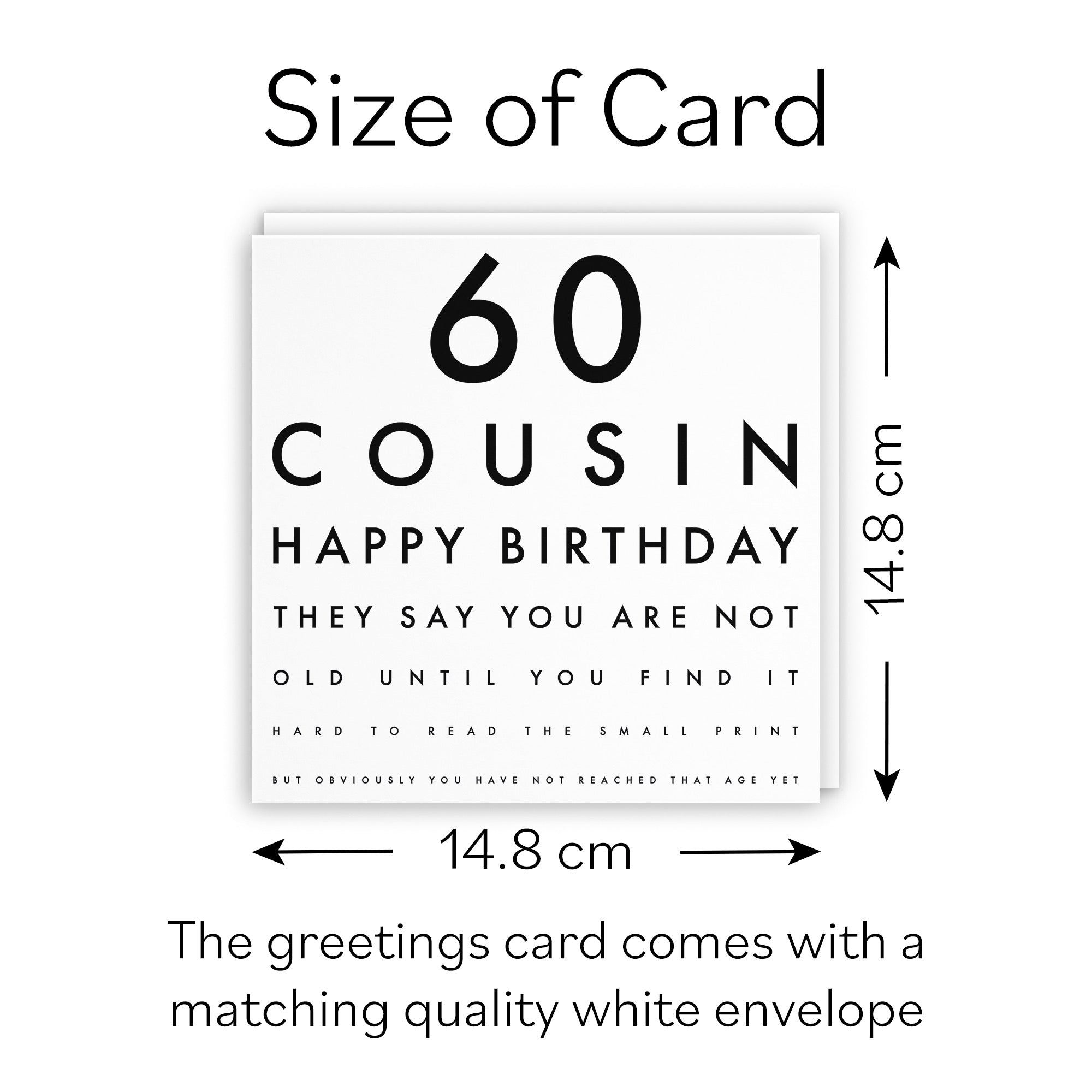 60th Cousin Eye Sight Joke Birthday Card Letters - Default Title (B0947CPJ8D)