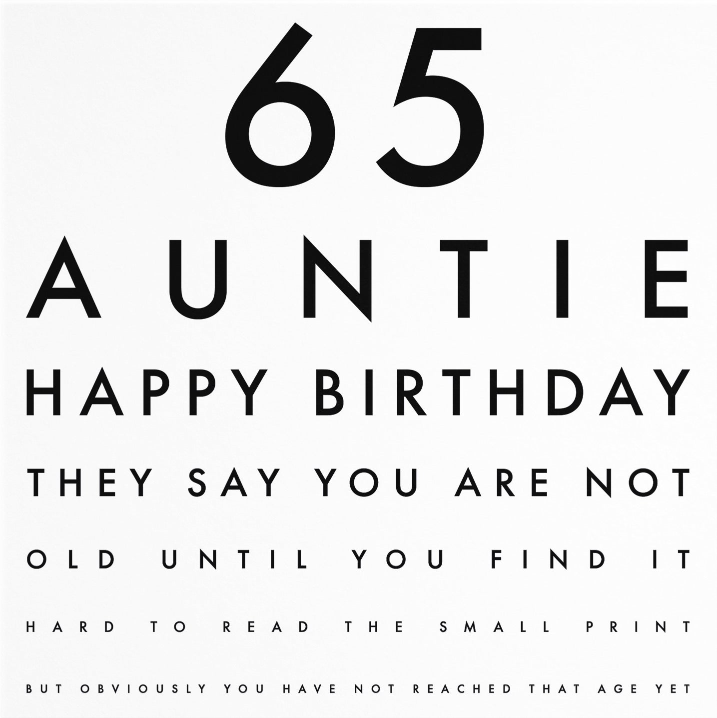 65th Auntie Eye Sight Joke Birthday Card Letters - Default Title (B0947CY41P)