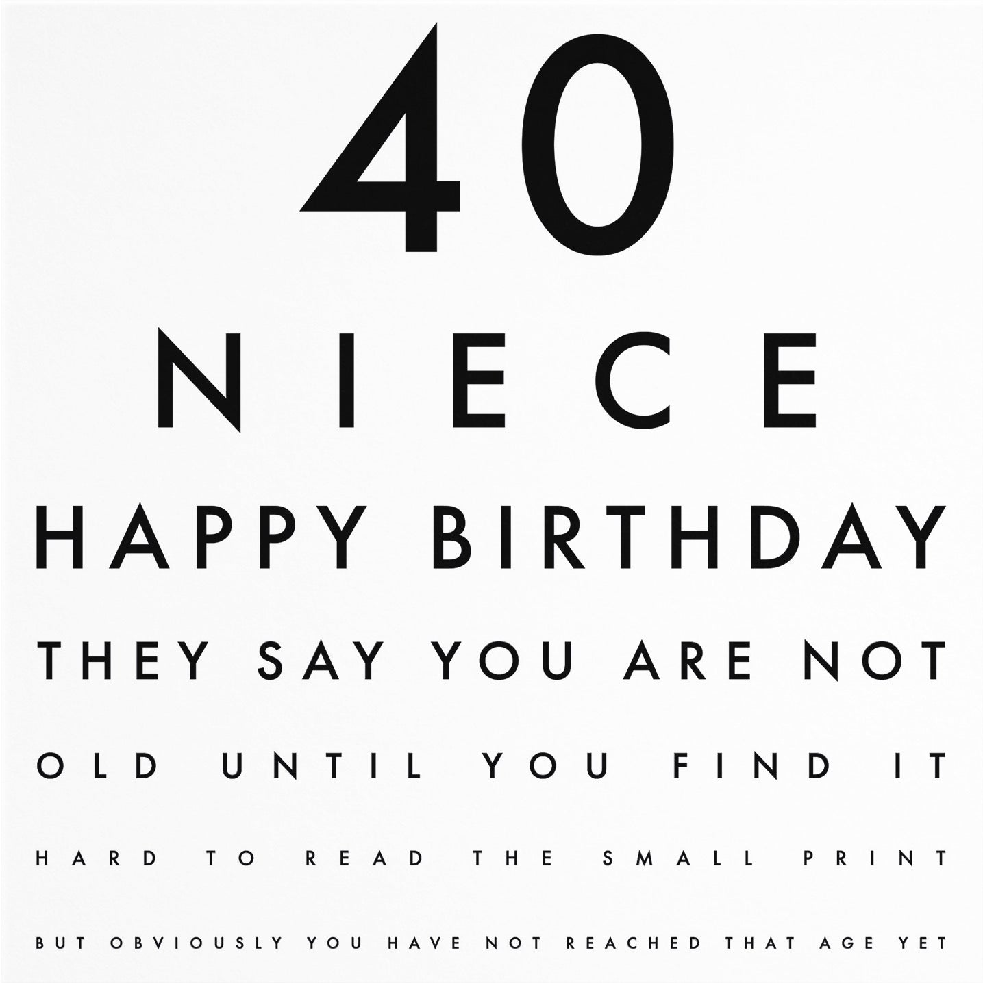 40th Niece Eye Sight Joke Birthday Card Letters - Default Title (B0947PNTRJ)