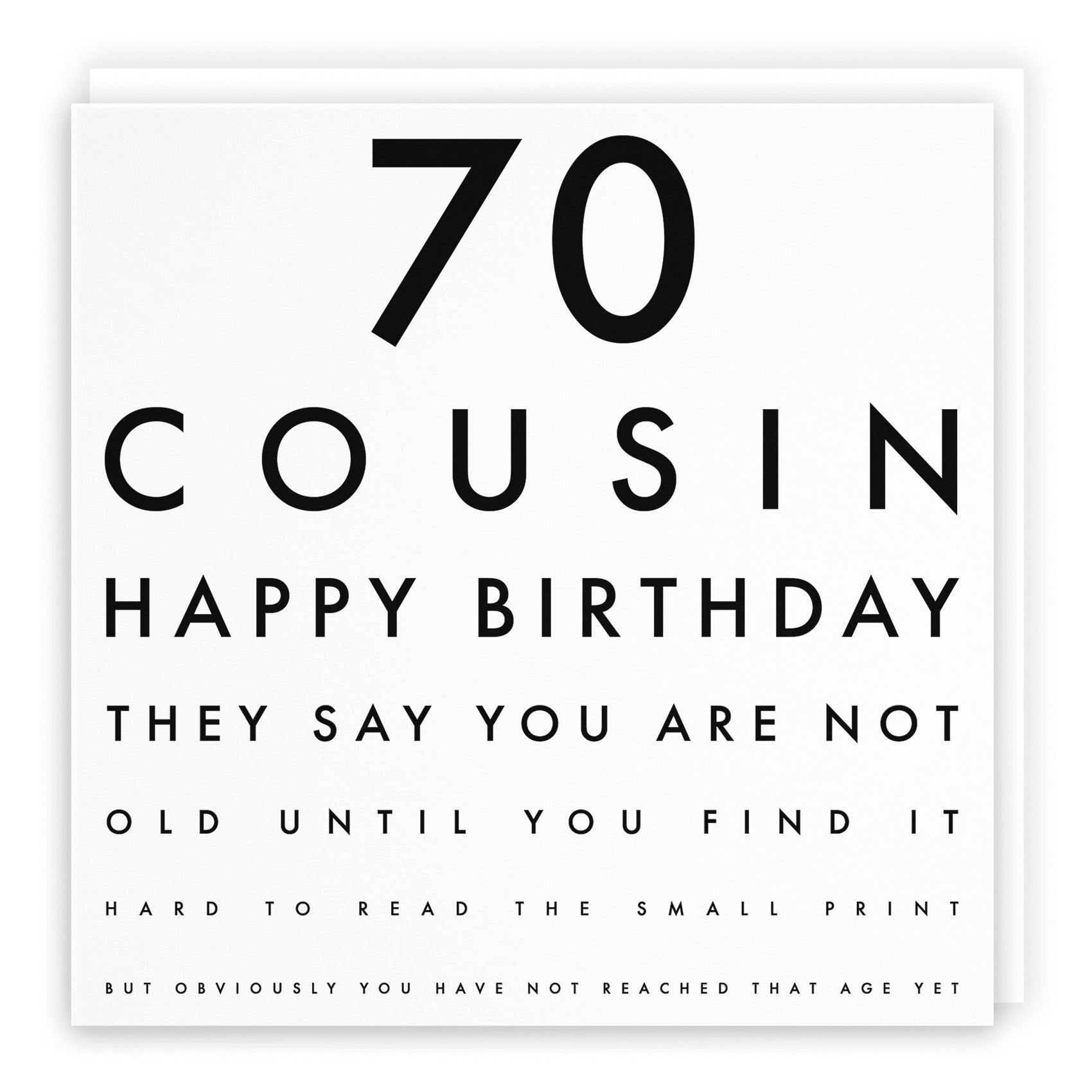 70th Cousin Eye Sight Joke Birthday Card Letters - Default Title (B0947RT16H)