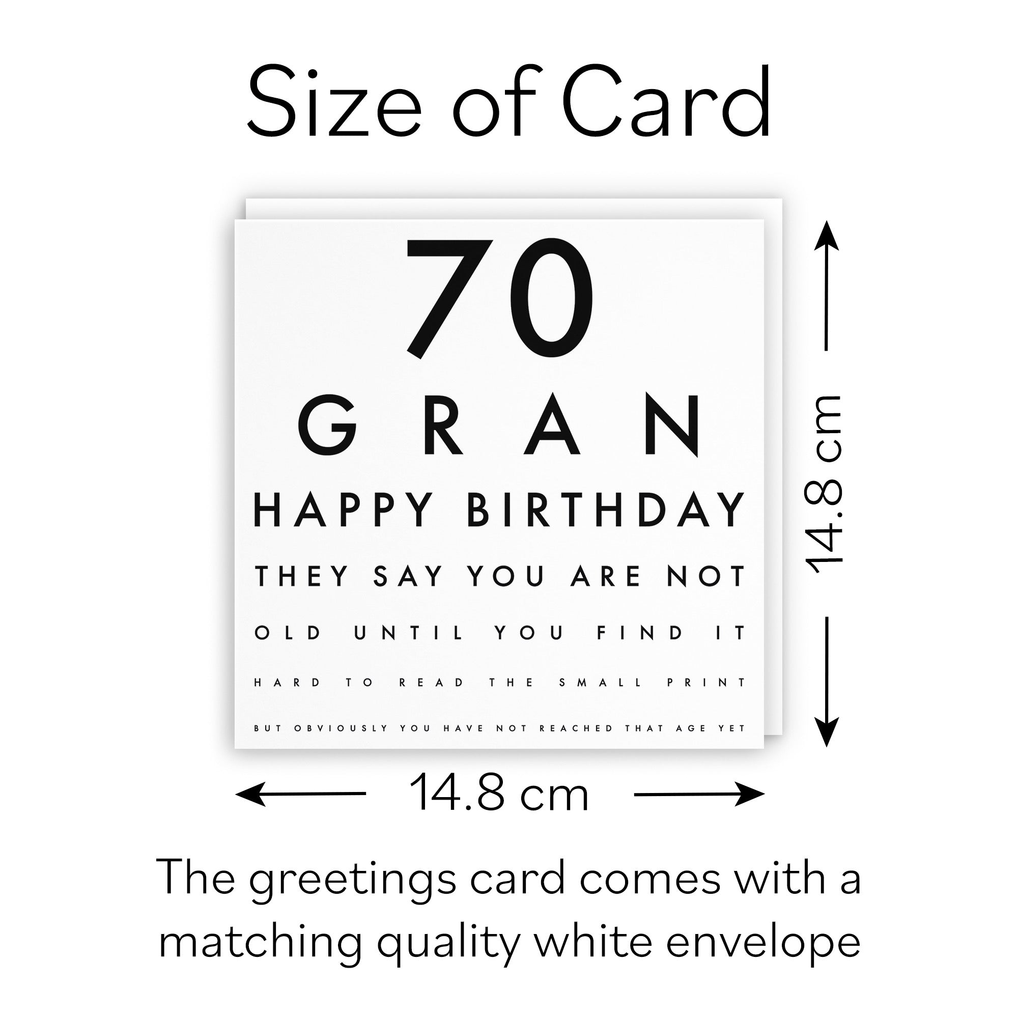 70th Gran Eye Sight Joke Birthday Card Letters - Default Title (B0947XWP4N)