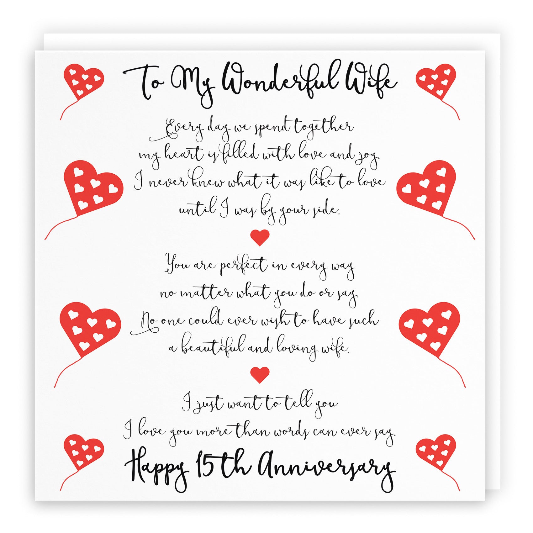 15th Wife Anniversary Card Romantic Verses - Default Title (B098FDDMD8)