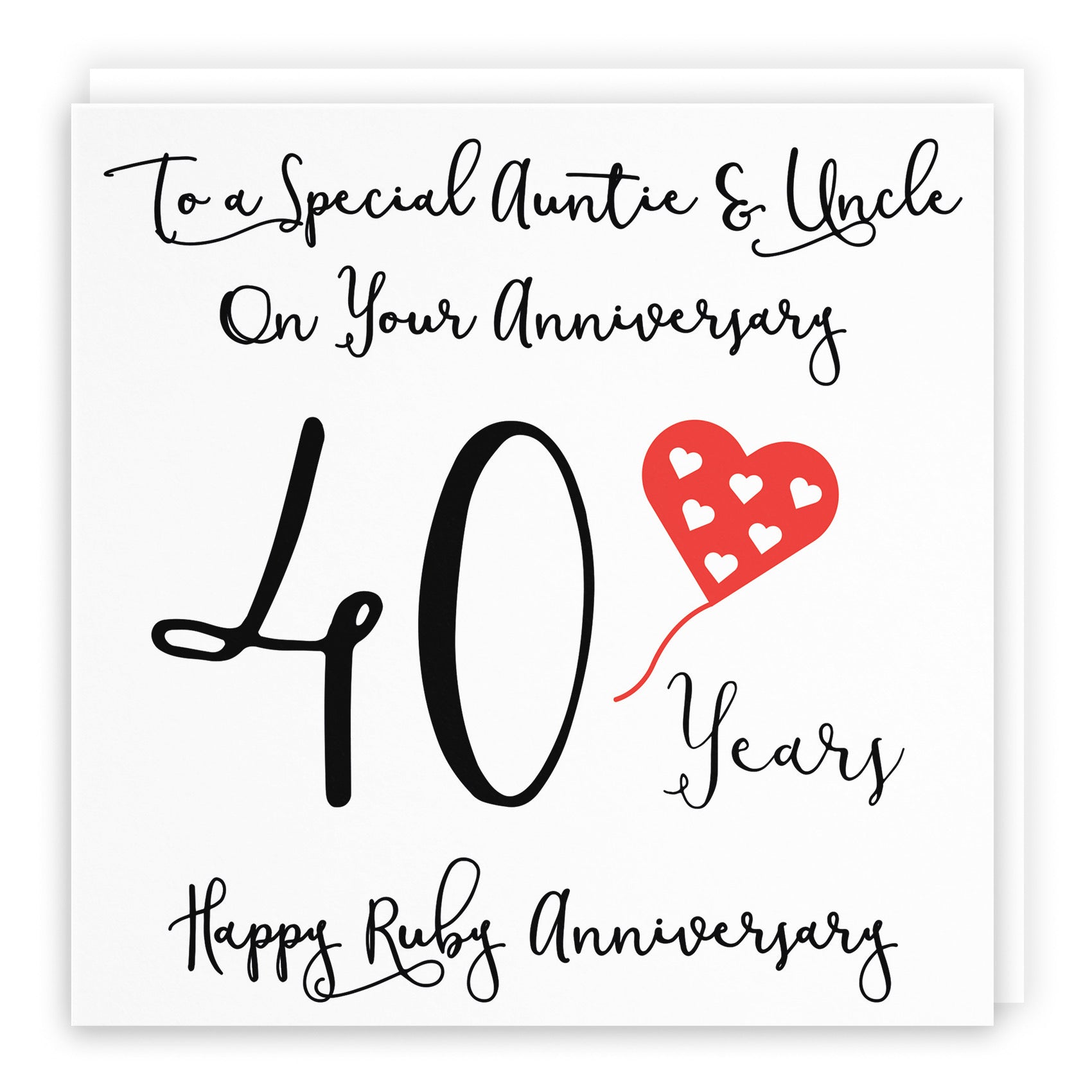 40th Auntie And Uncle Anniversary Card Love Heart - Default Title (B098FDN4R1)