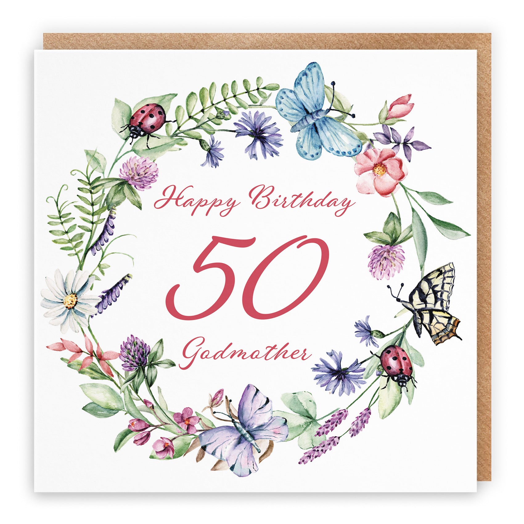 50th Godmother Birthday Card Meadow - Default Title (B09GJ6824B)
