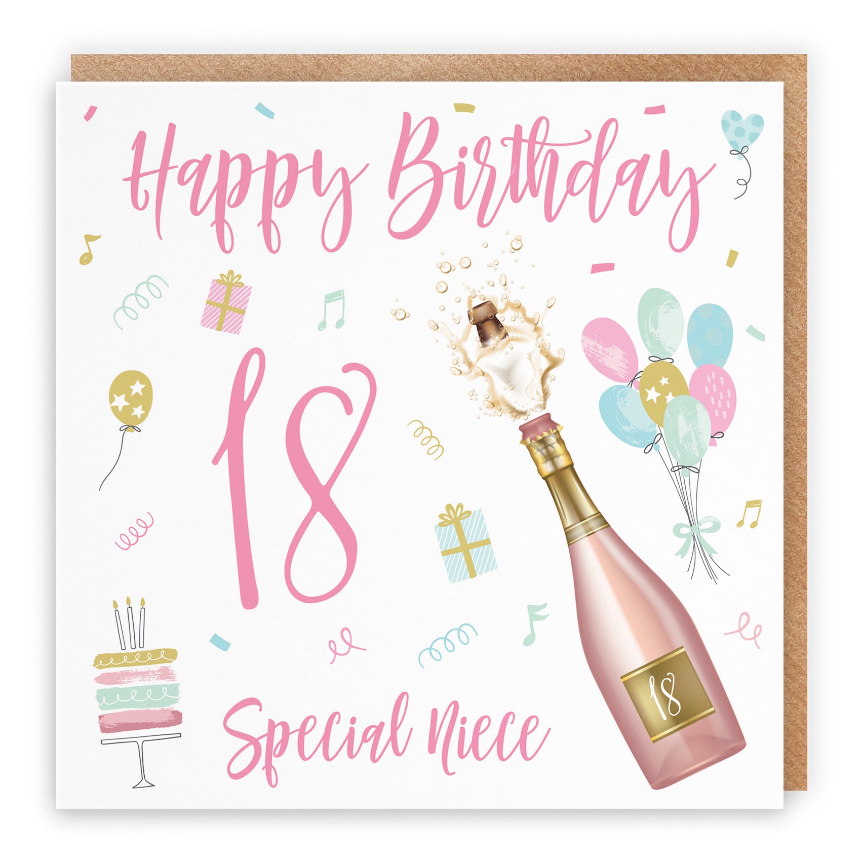 18th Niece Birthday Card Champagne - Default Title (B09GLB75X2)