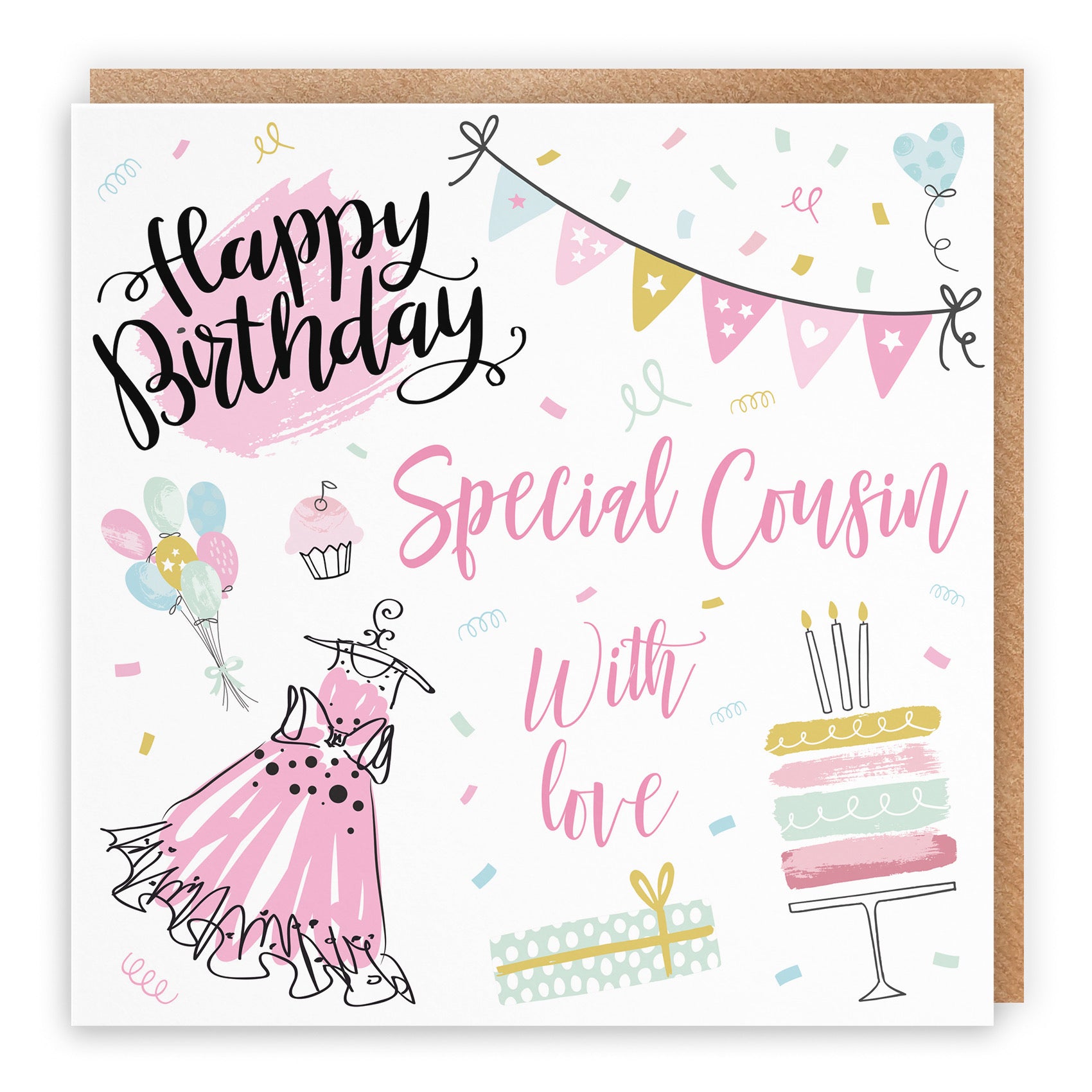 Cousin Female Birthday Card Party - Default Title (B09GLBZKWJ)