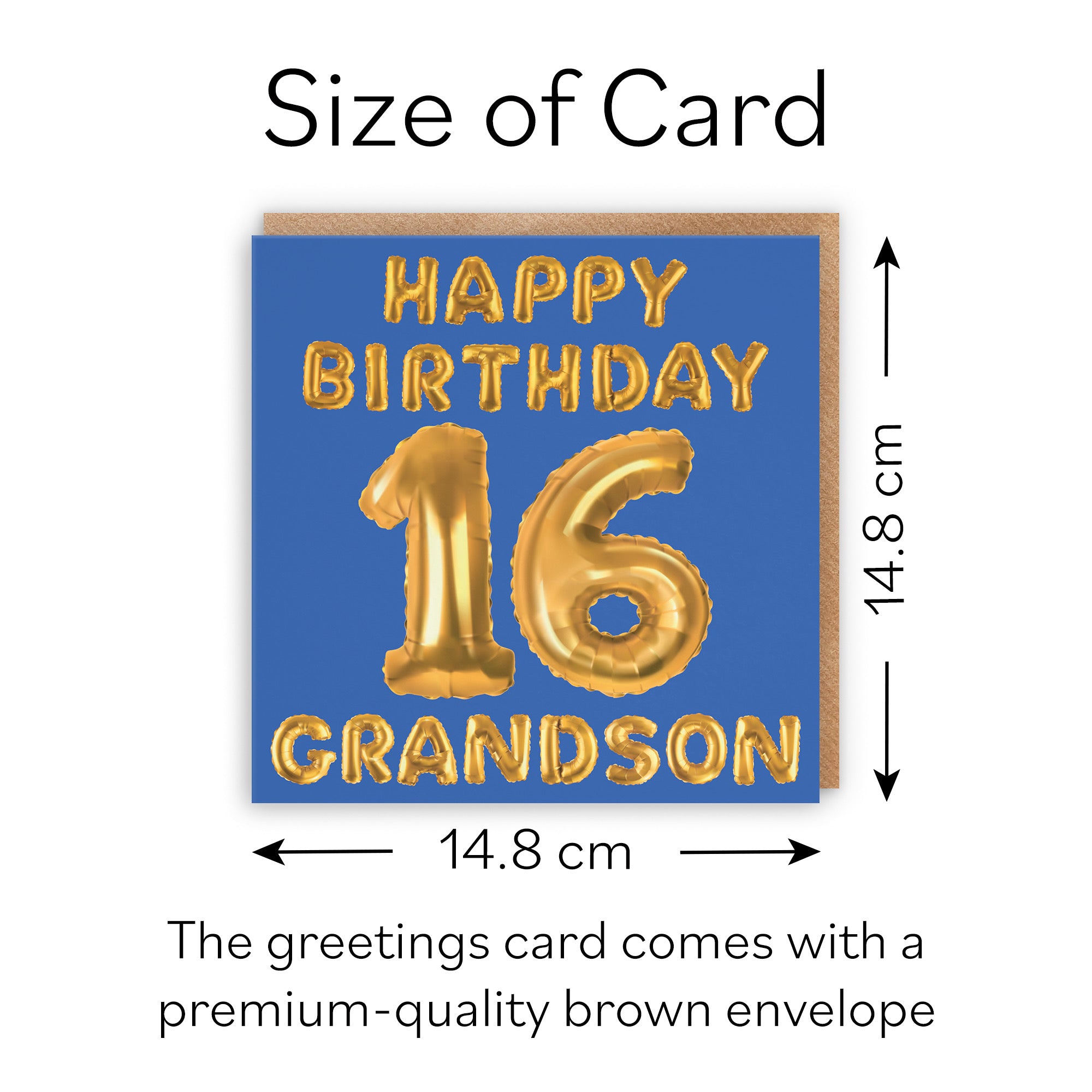 16th Grandson Birthday Card Balloon - Default Title (B09GLC58M2)