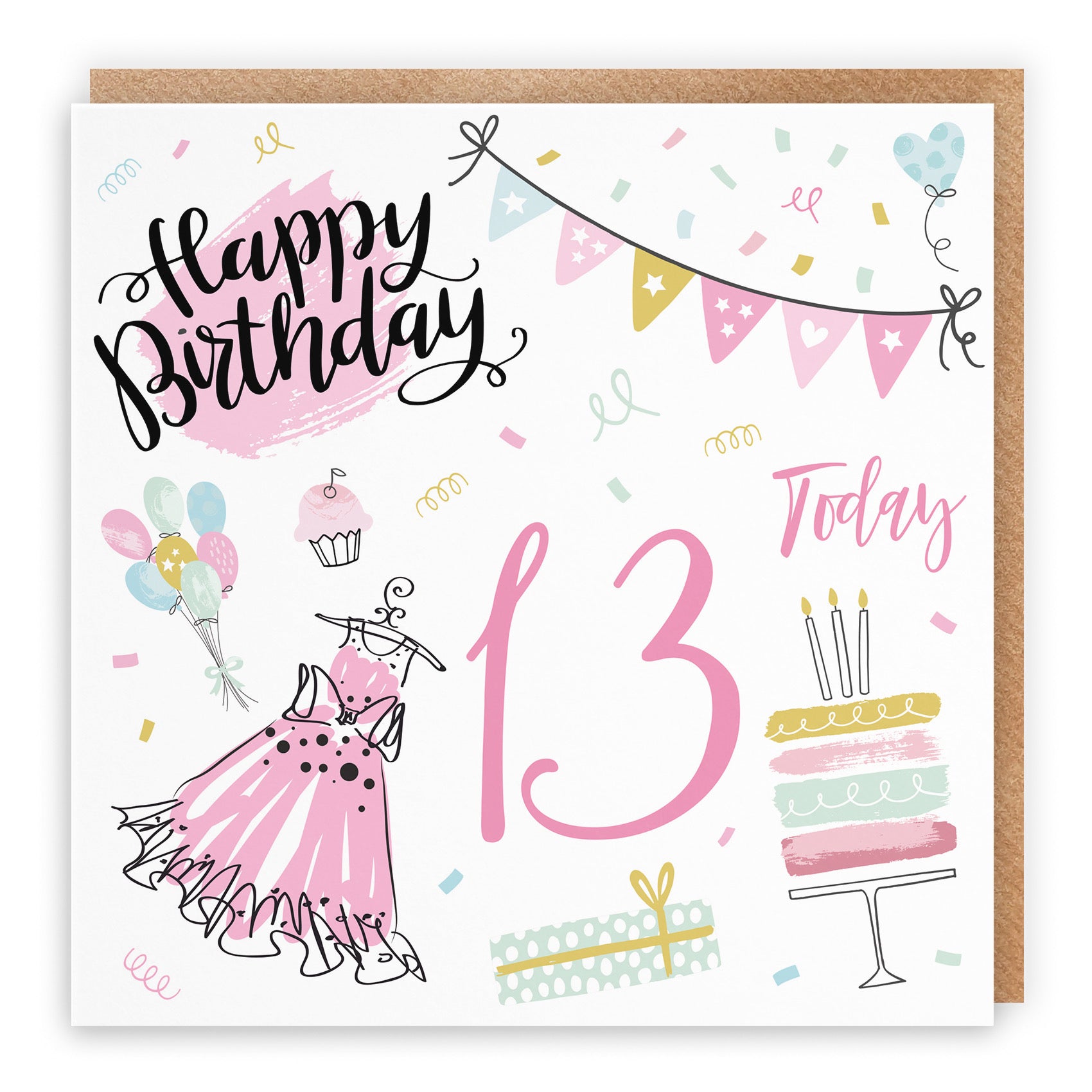 13th Girl Birthday Card Party - Default Title (B09GLCKP5C)