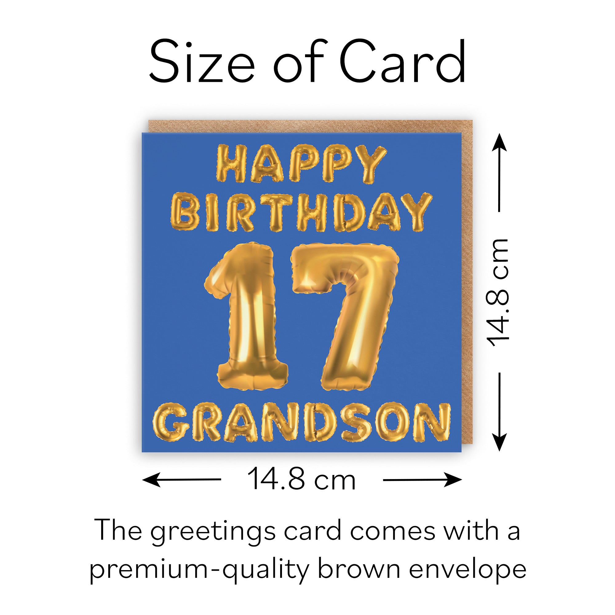 17th Grandson Birthday Card Balloon - Default Title (B09GLDB6DR)