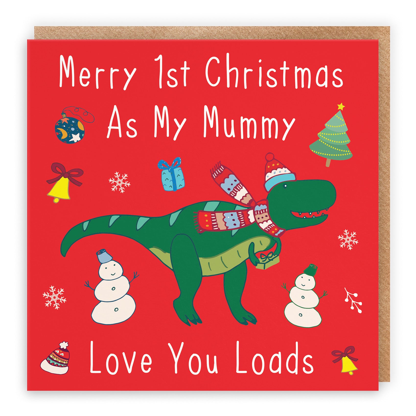 Mummy's 1st Christmas New Baby Dinosaur Card - Default Title (B09JVCM8BF)