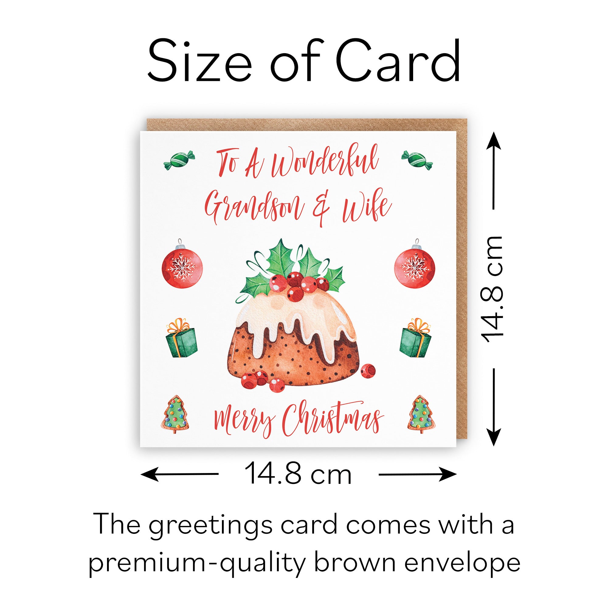 Grandson And Wife Christmas Pudding Card - Default Title (B09JZX54Q9)