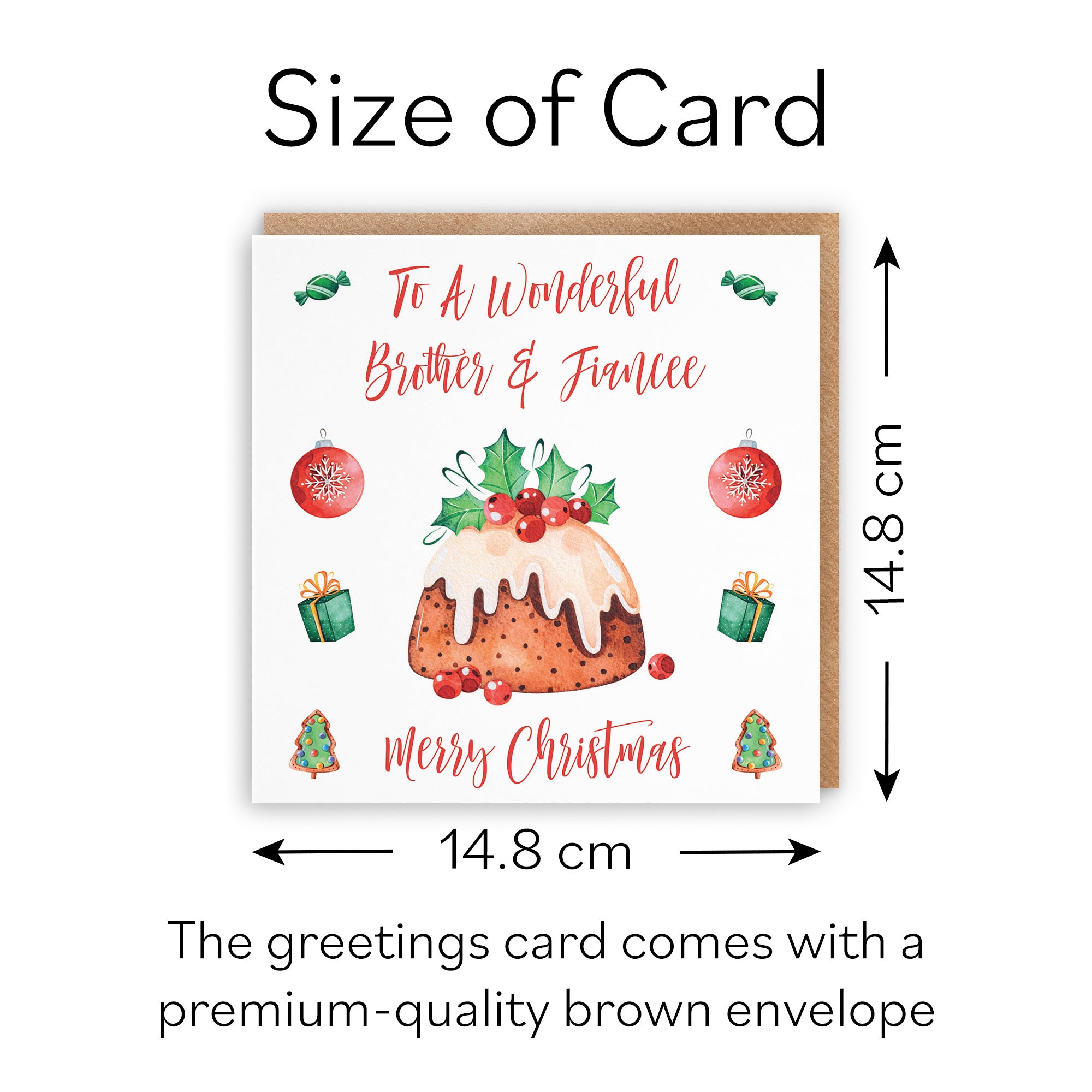 Brother And Fiancee Christmas Pudding Card - Default Title (B09JZXWXY1)