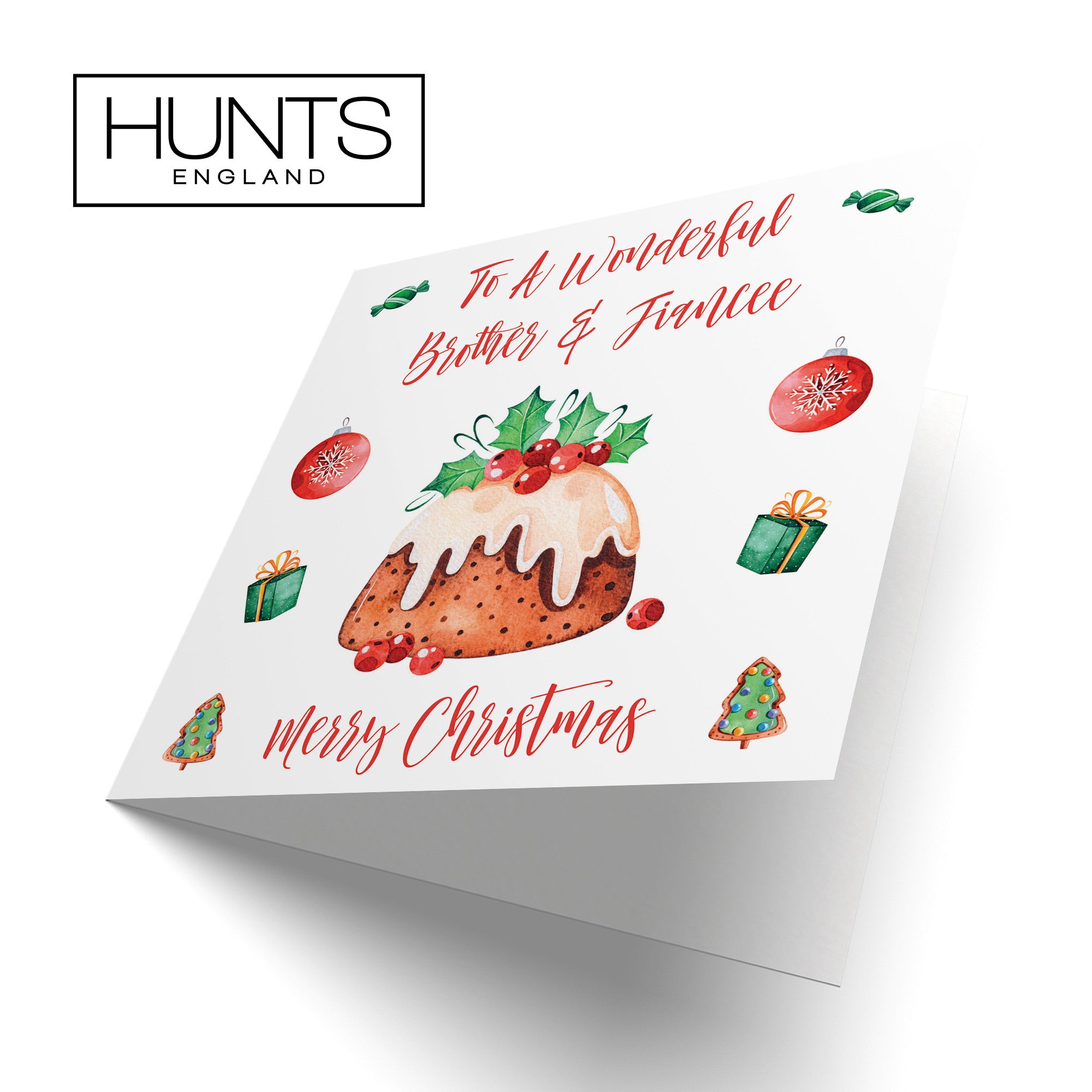 Brother And Fiancee Christmas Pudding Card - Default Title (B09JZXWXY1)