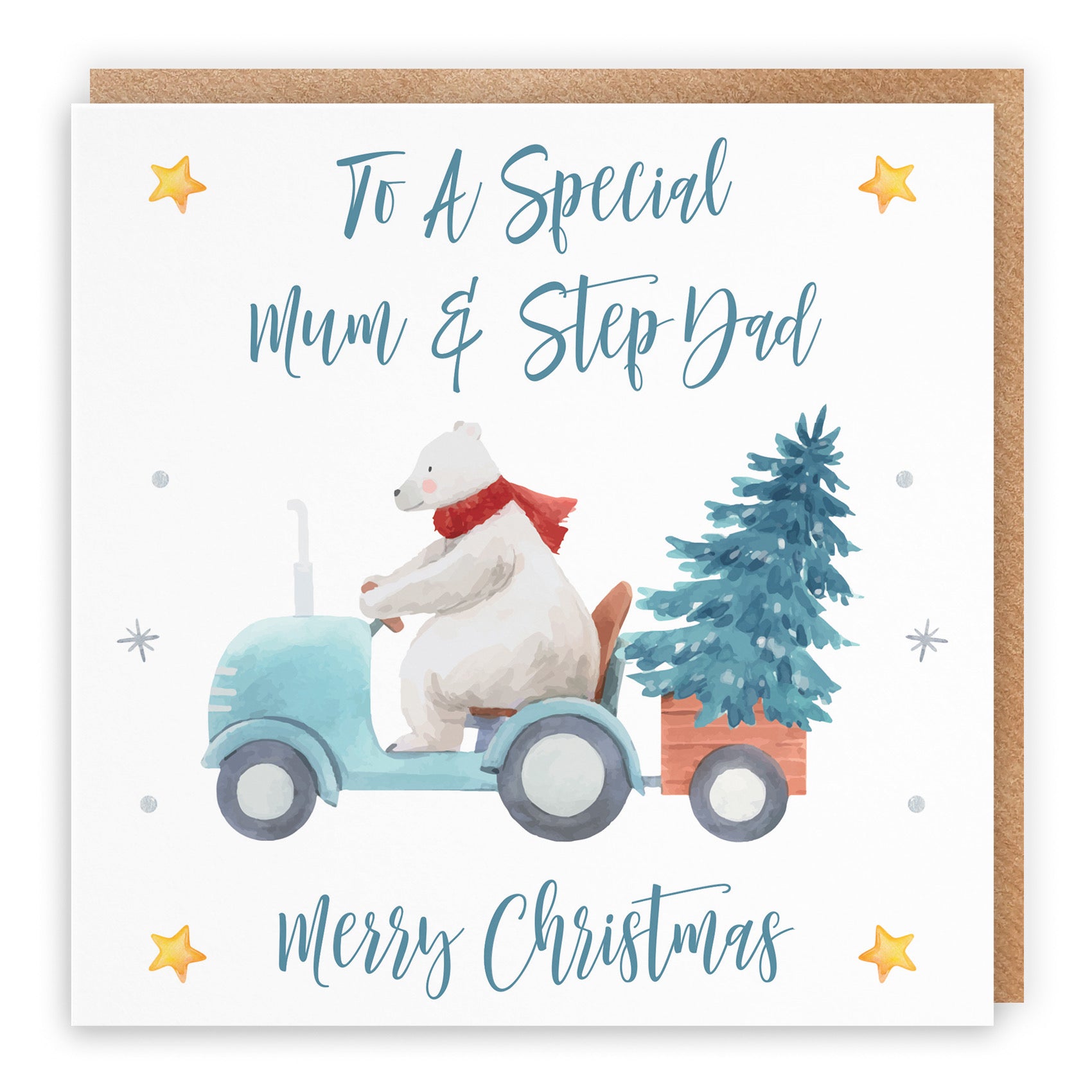 Mum And Step Dad Polar Bear Christmas Card - Default Title (B09JZZ2B39)