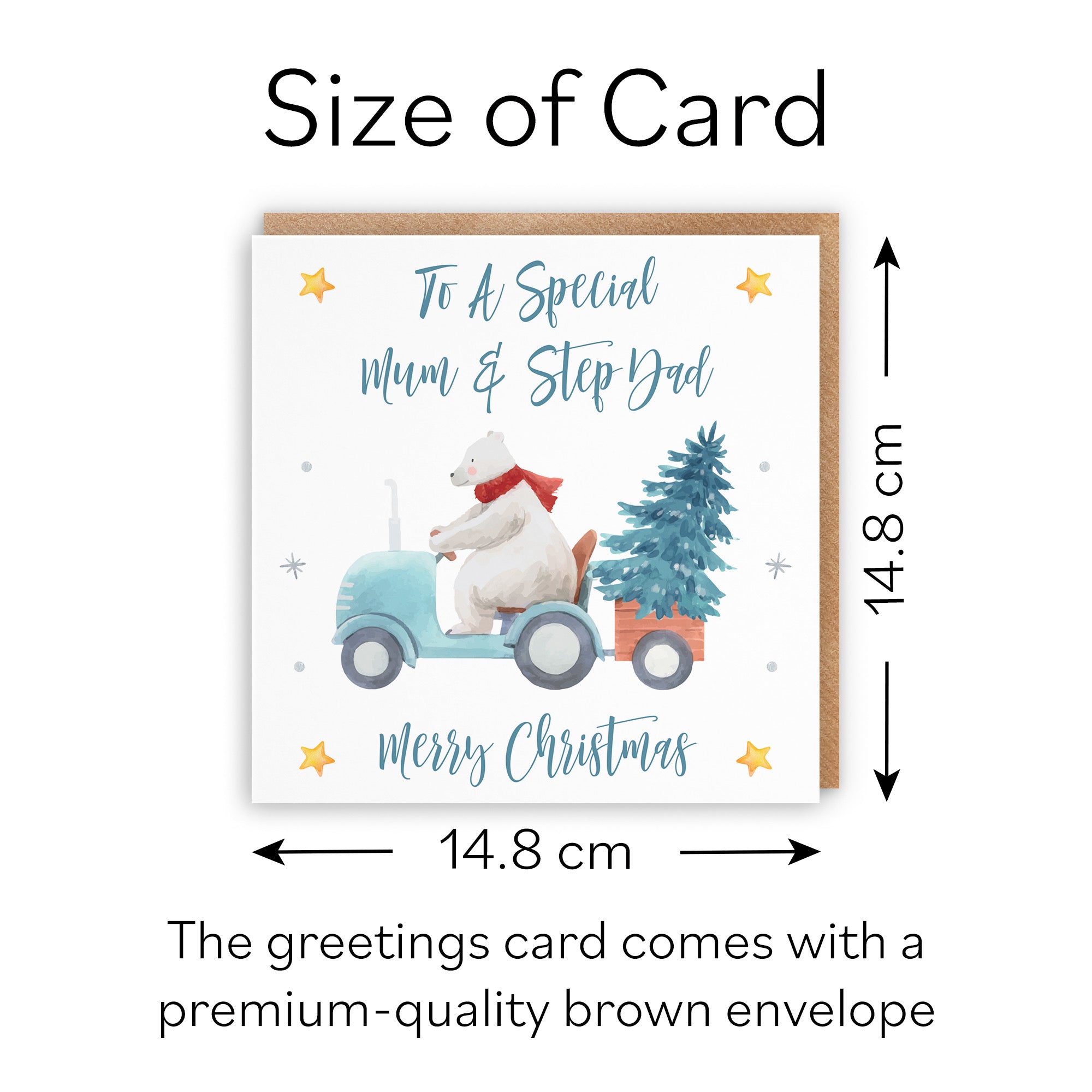 Mum And Step Dad Polar Bear Christmas Card - Default Title (B09JZZ2B39)