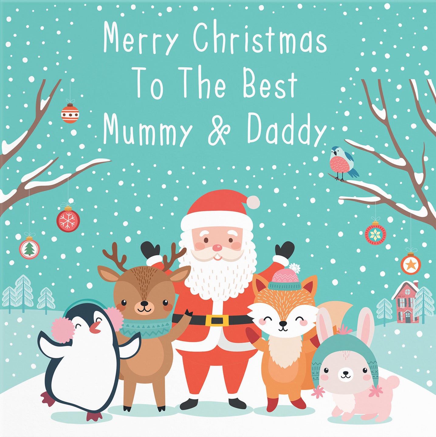 Mummy And Daddy Santa And Friends Christmas Card - Default Title (B09K7TMH7W)