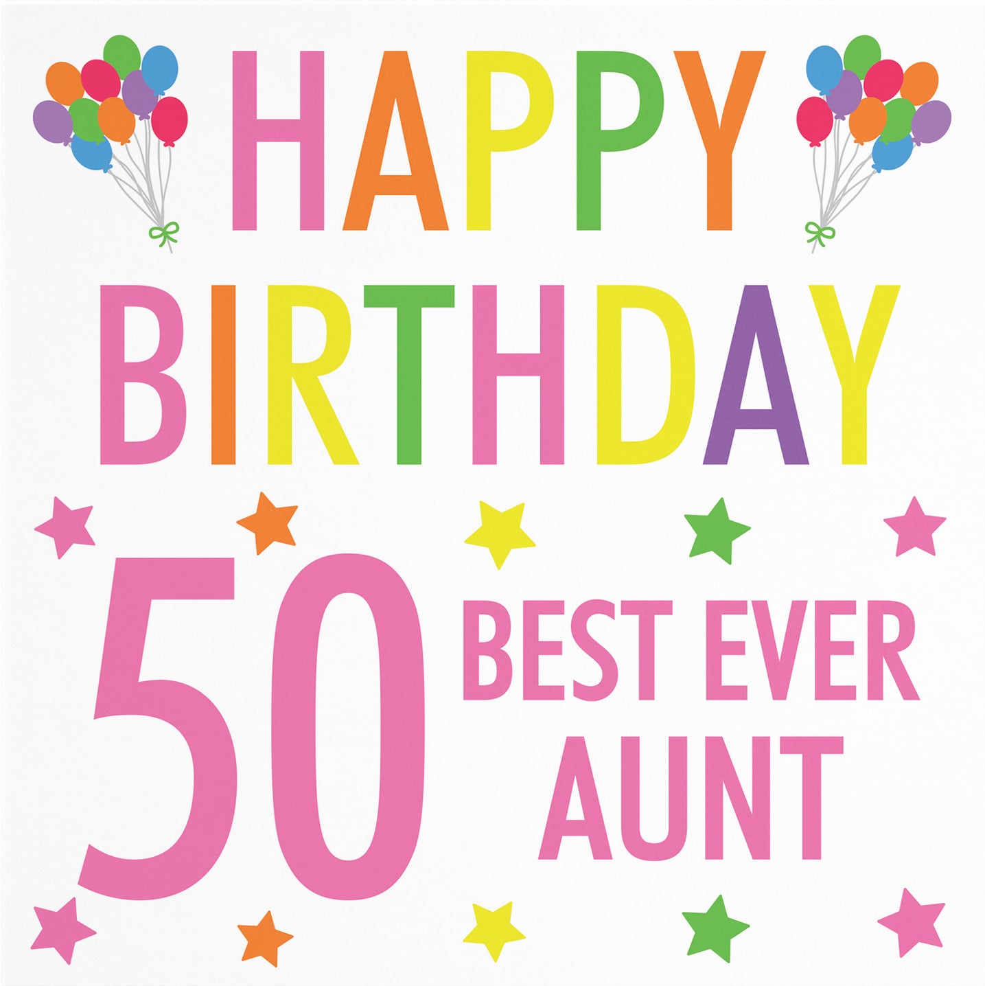 50th Aunt Birthday Card Colourful - Default Title (B09Q7CCTGK)