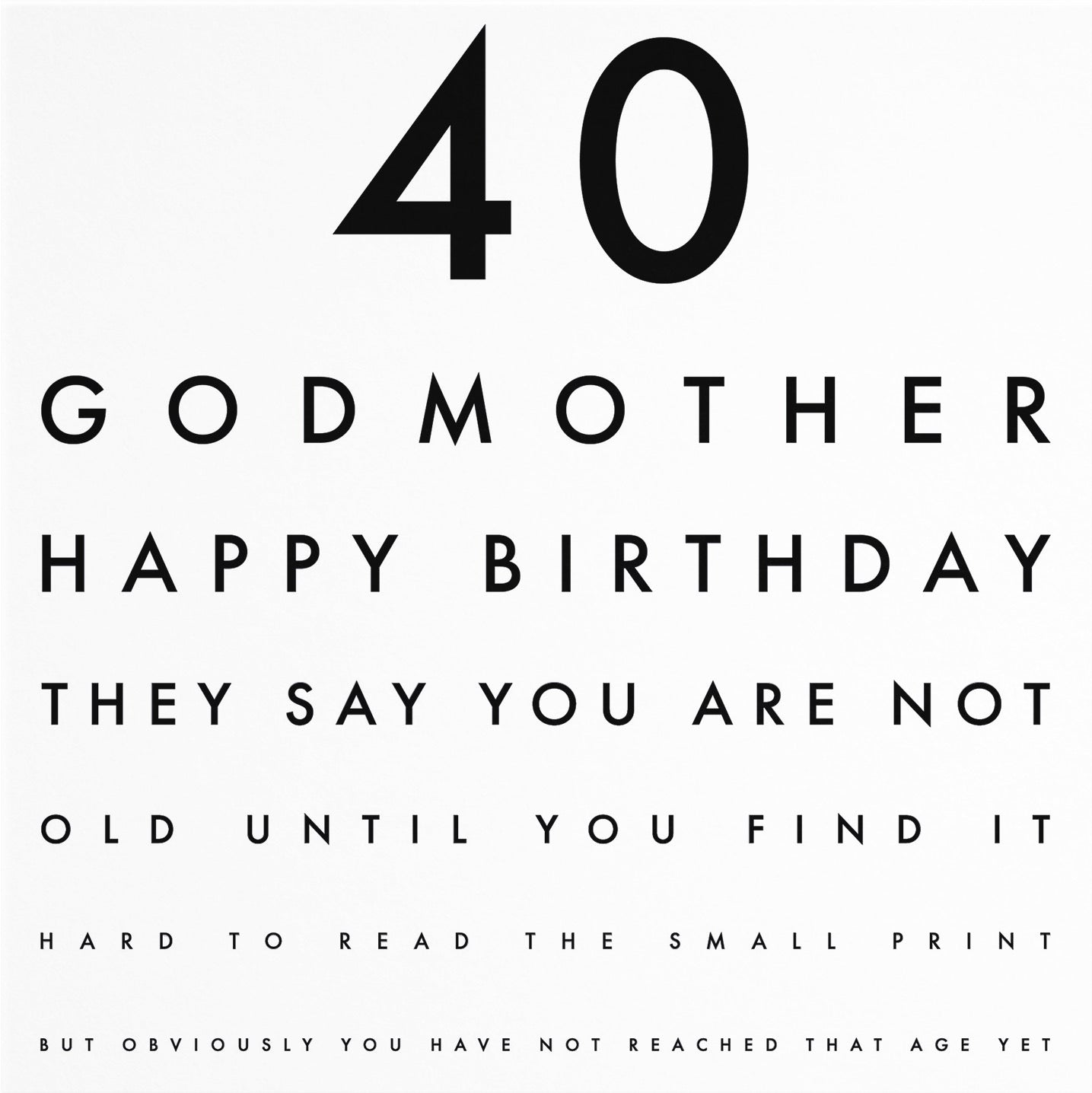 40th Godmother Funny Eye Sight Birthday Card Letters - Default Title (B09Q7DLHYY)
